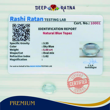 Blue Topaz 5 Carat (5.50 Ratti) Exclusive