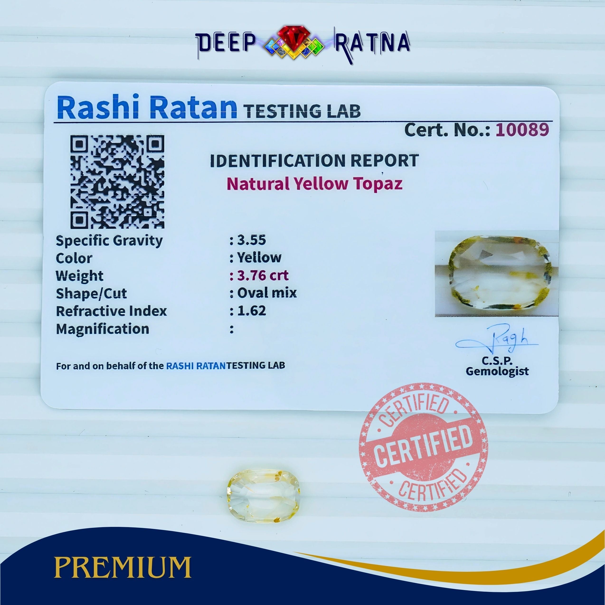 Yellow Topaz 3.76 Carat