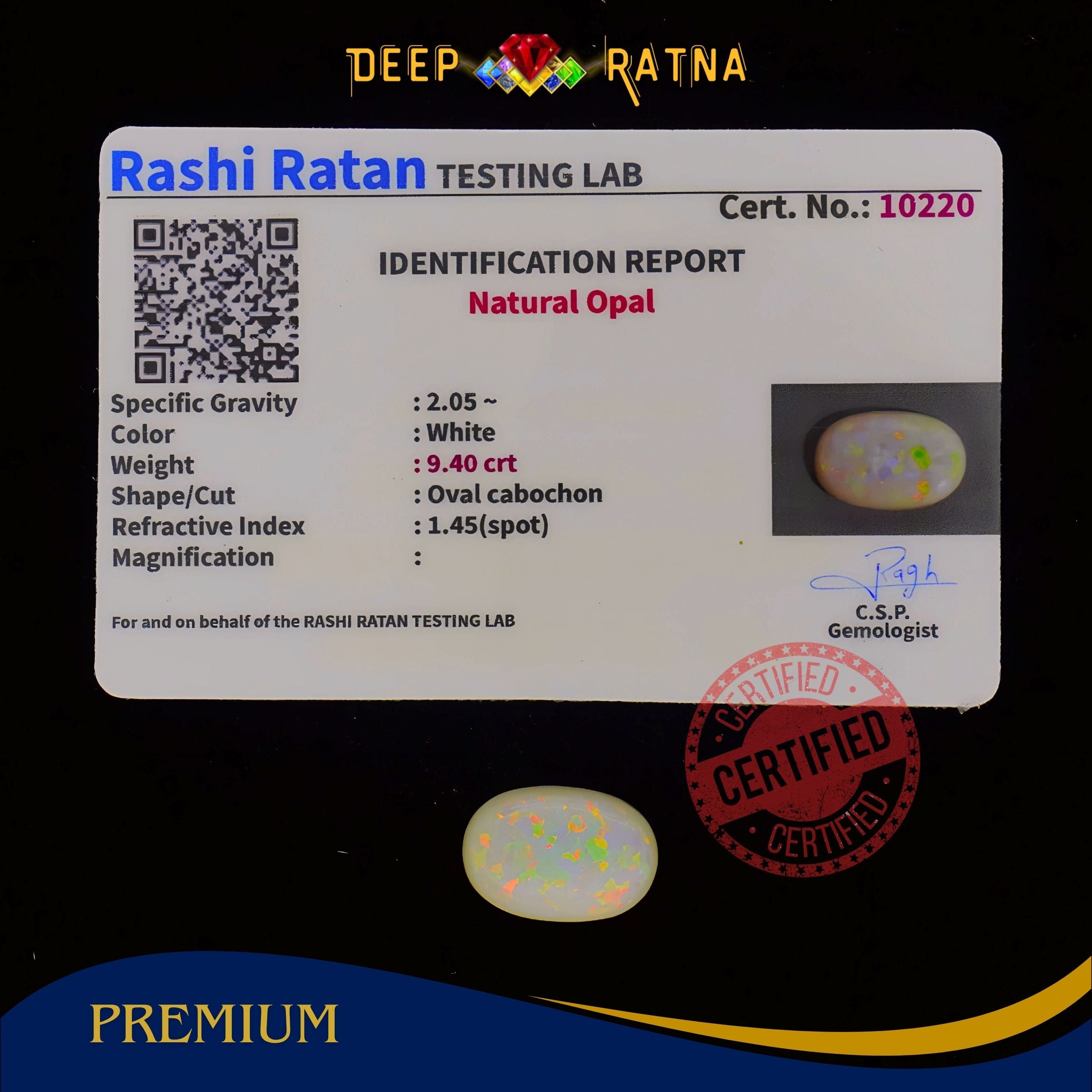 Single Fire Opal 9.40 Carat (Doublet)