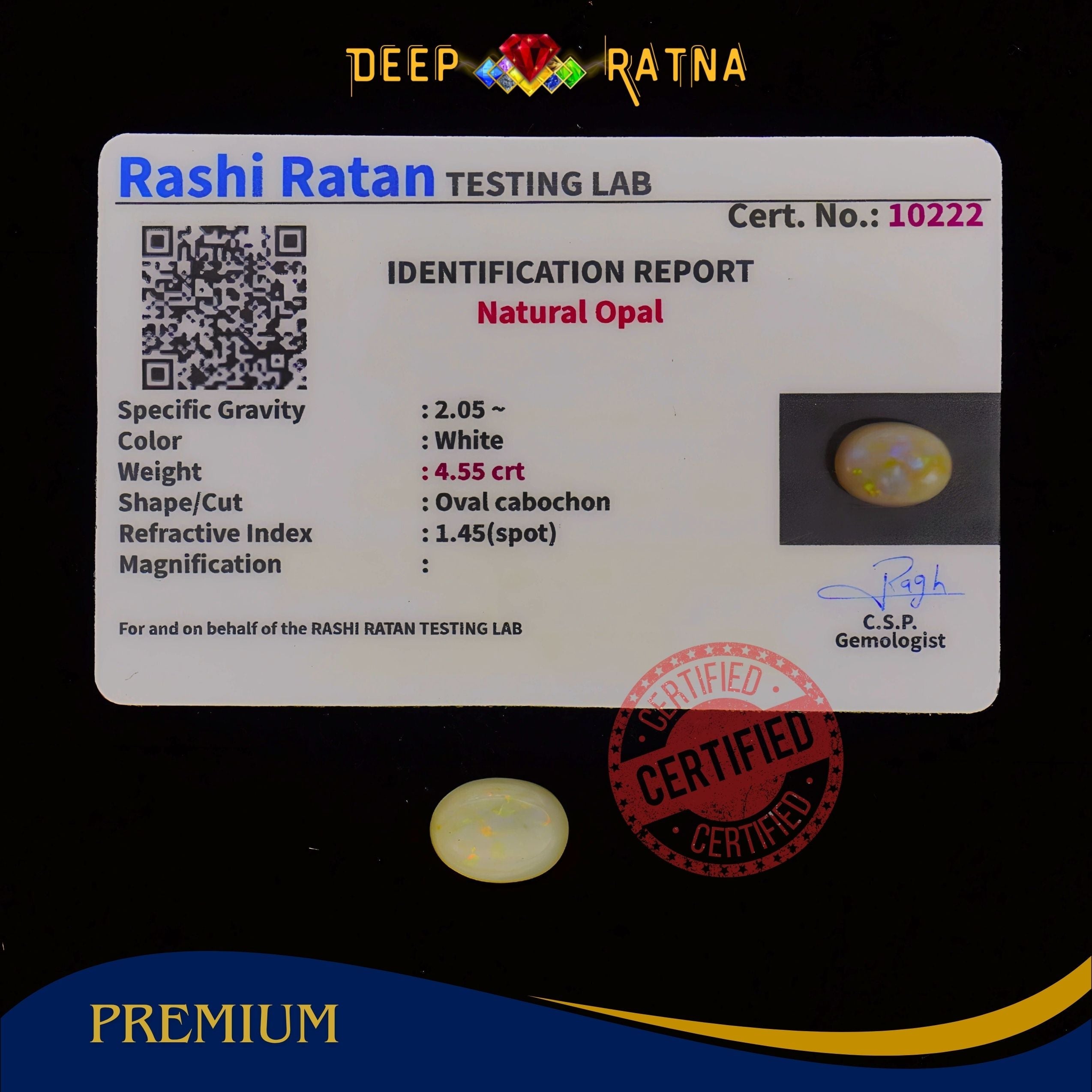 Single Fire Opal 4.55 Carat (Doublet)