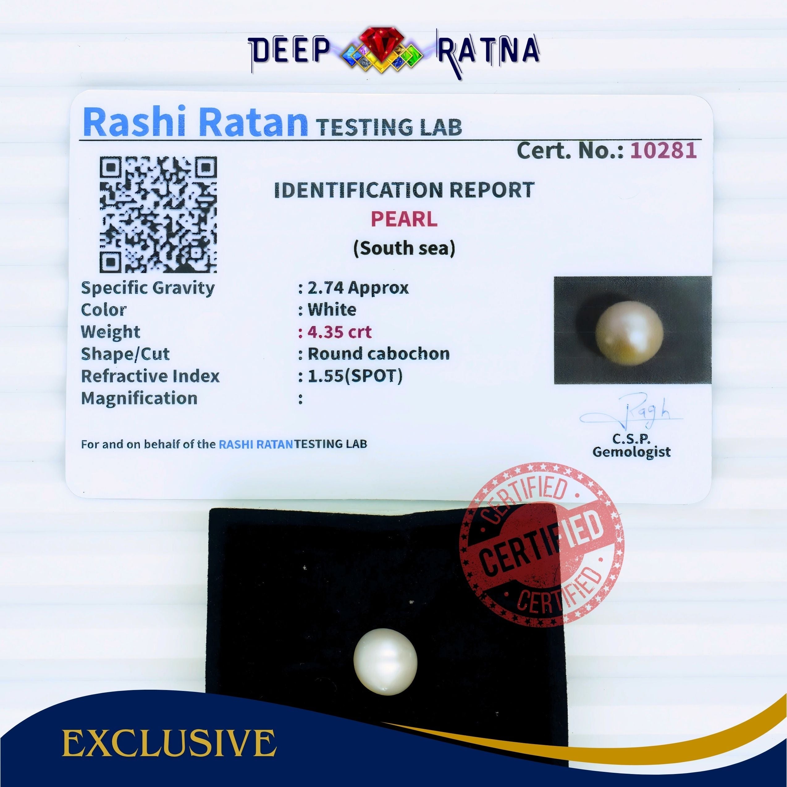 South Sea Pearl 4.35 Carat Cultured