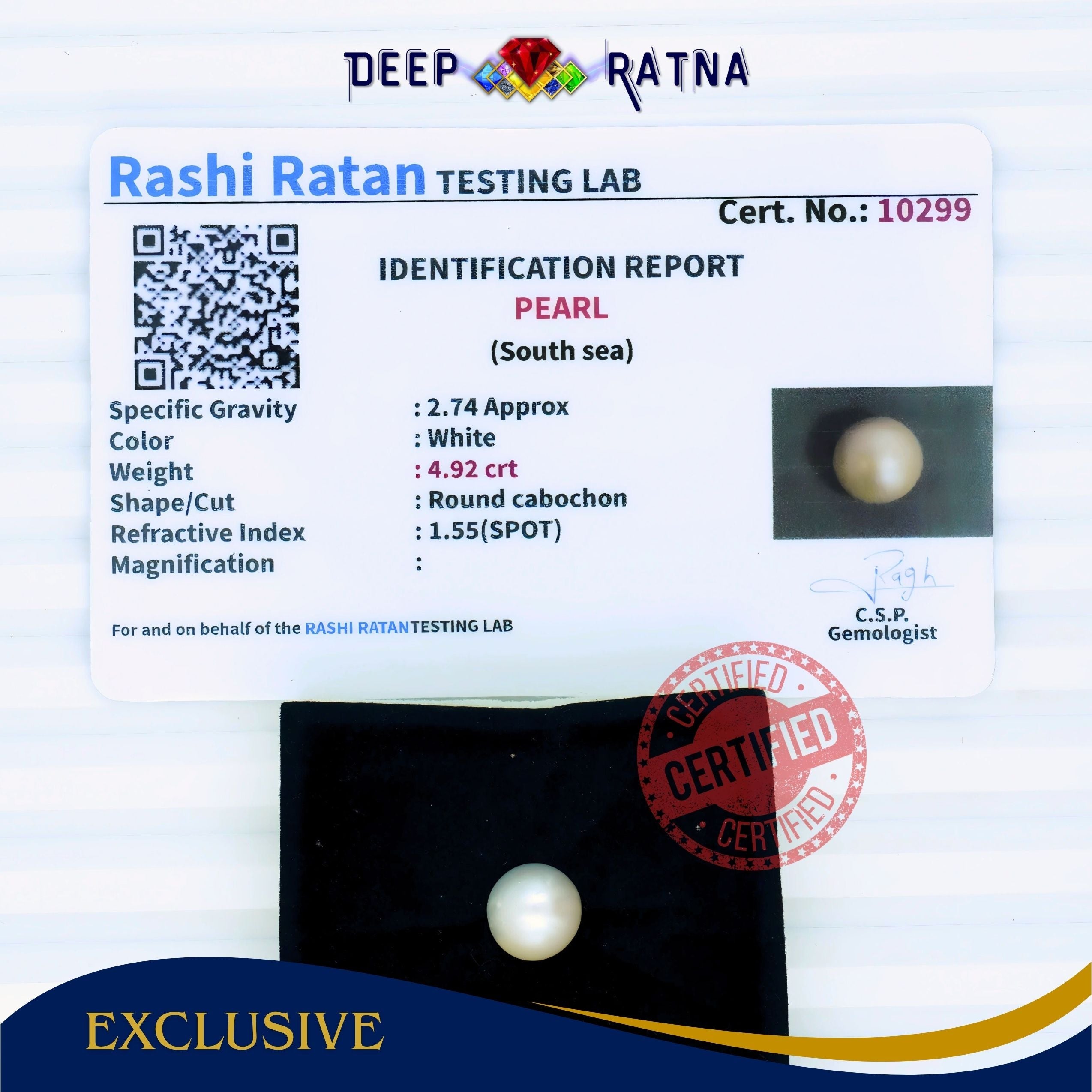 South Sea Pearl 4.92 Carat Cultured