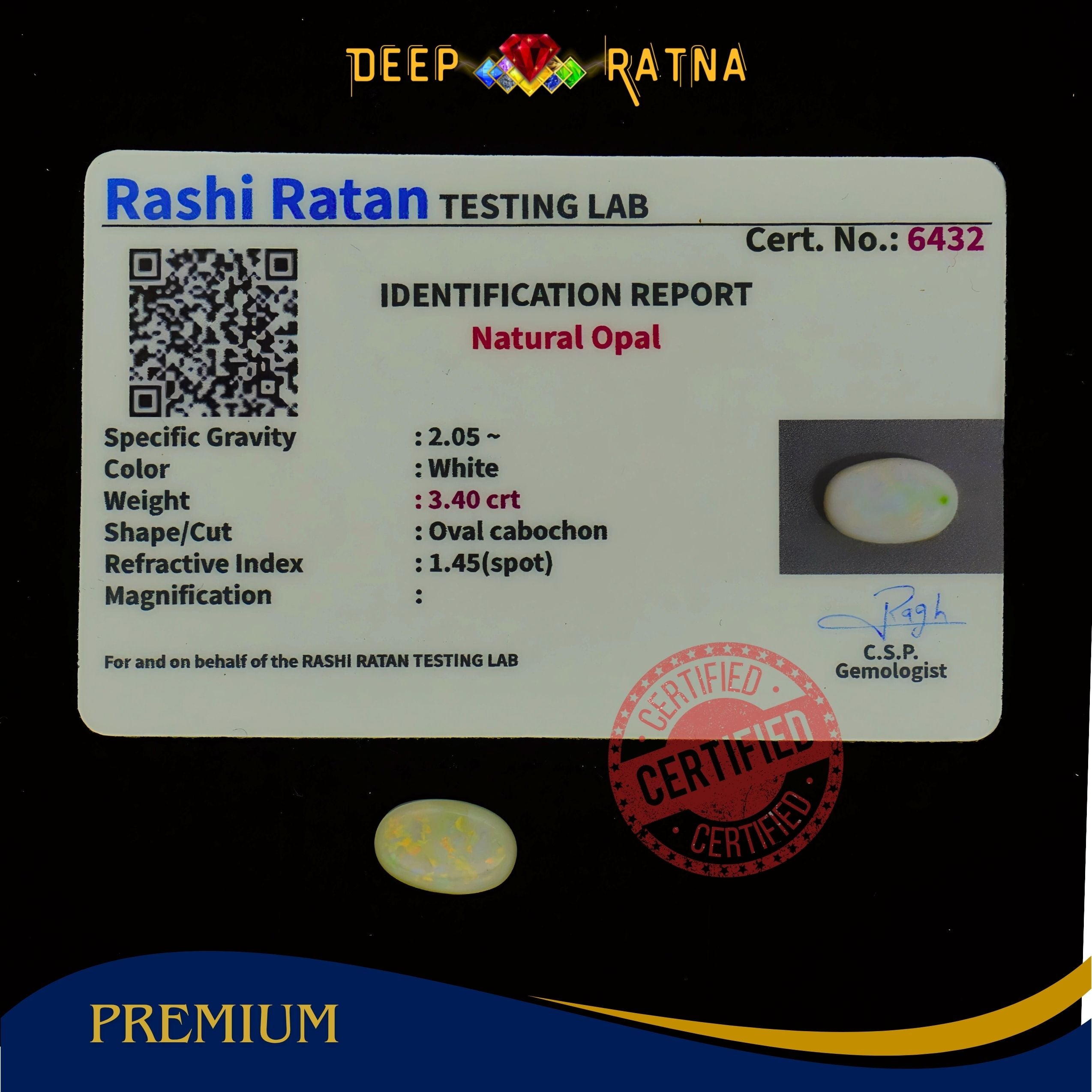 Single Fire Opal 3.40 Carat (Doublet)