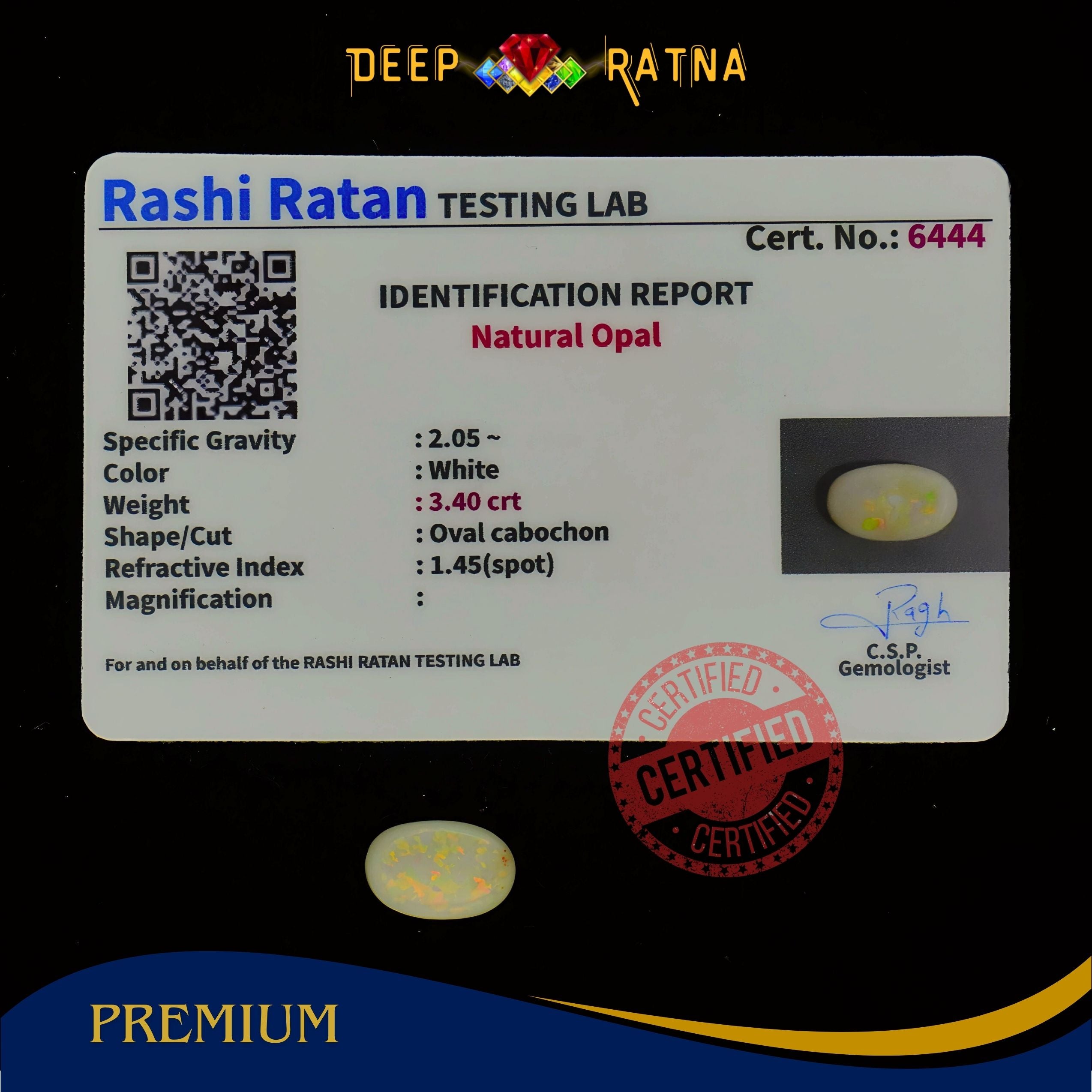 Single Fire Opal 3.40 Carat (Doublet)