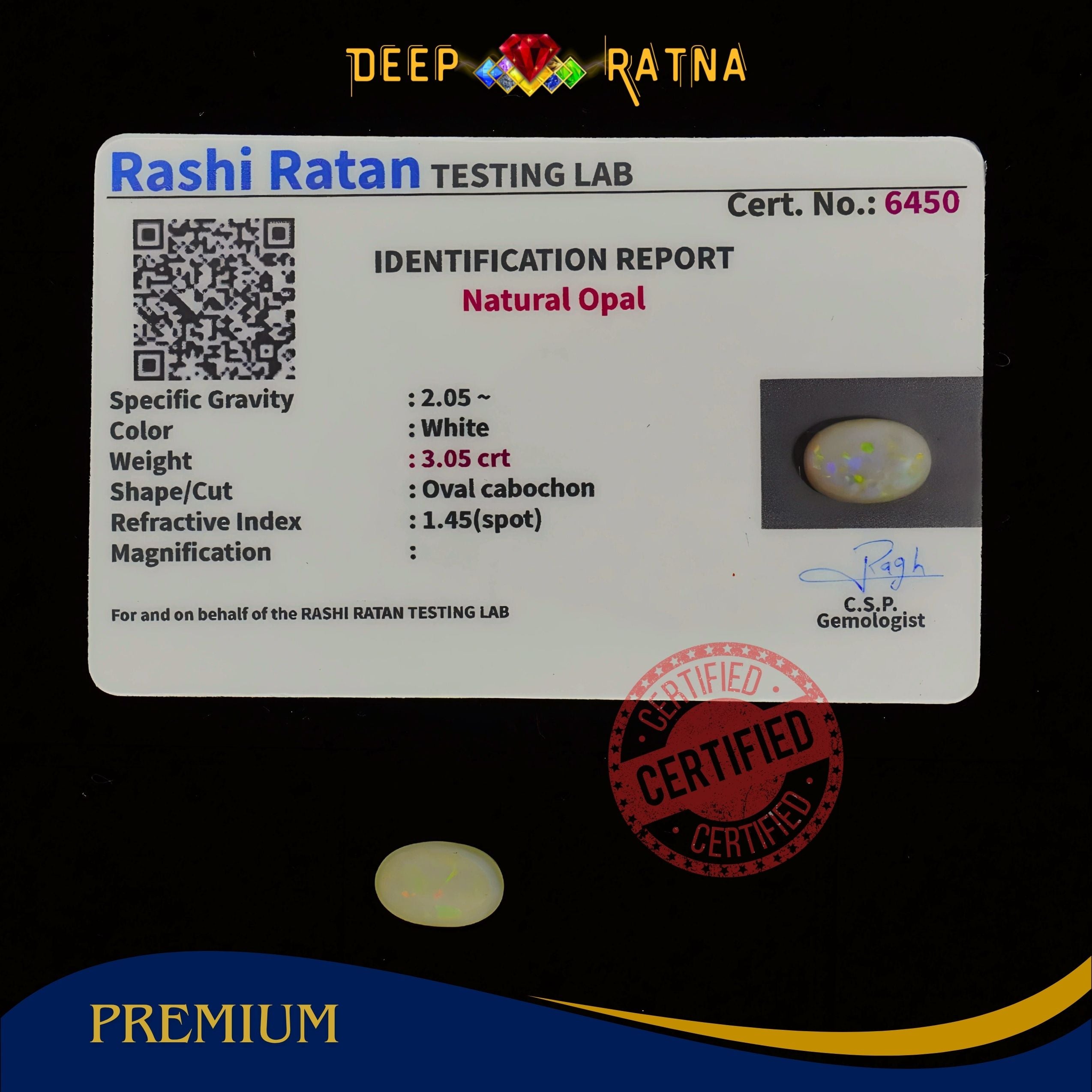 Single Fire Opal 3.05 Carat (Doublet)