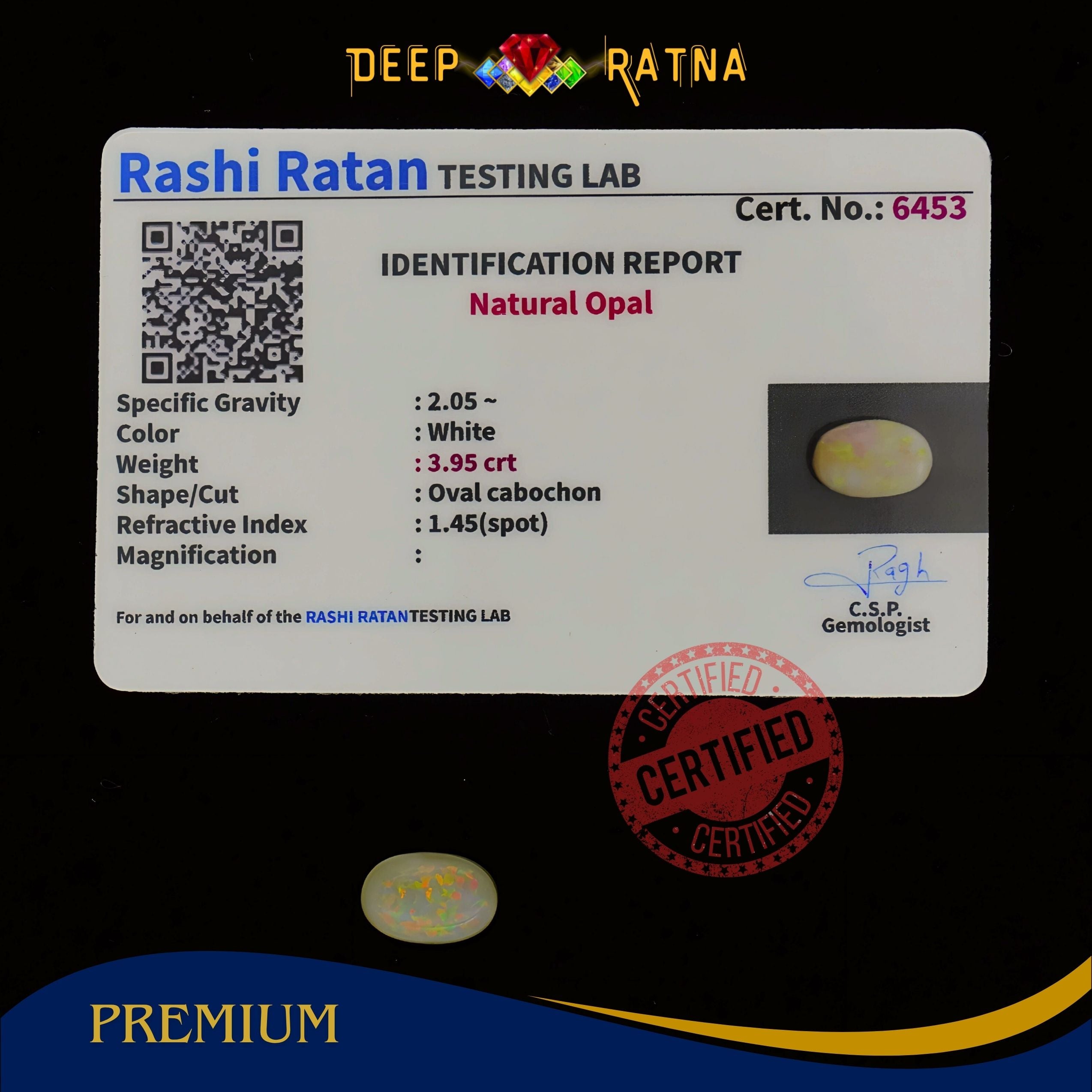 Single Fire Opal 3.95 Carat (Doublet)