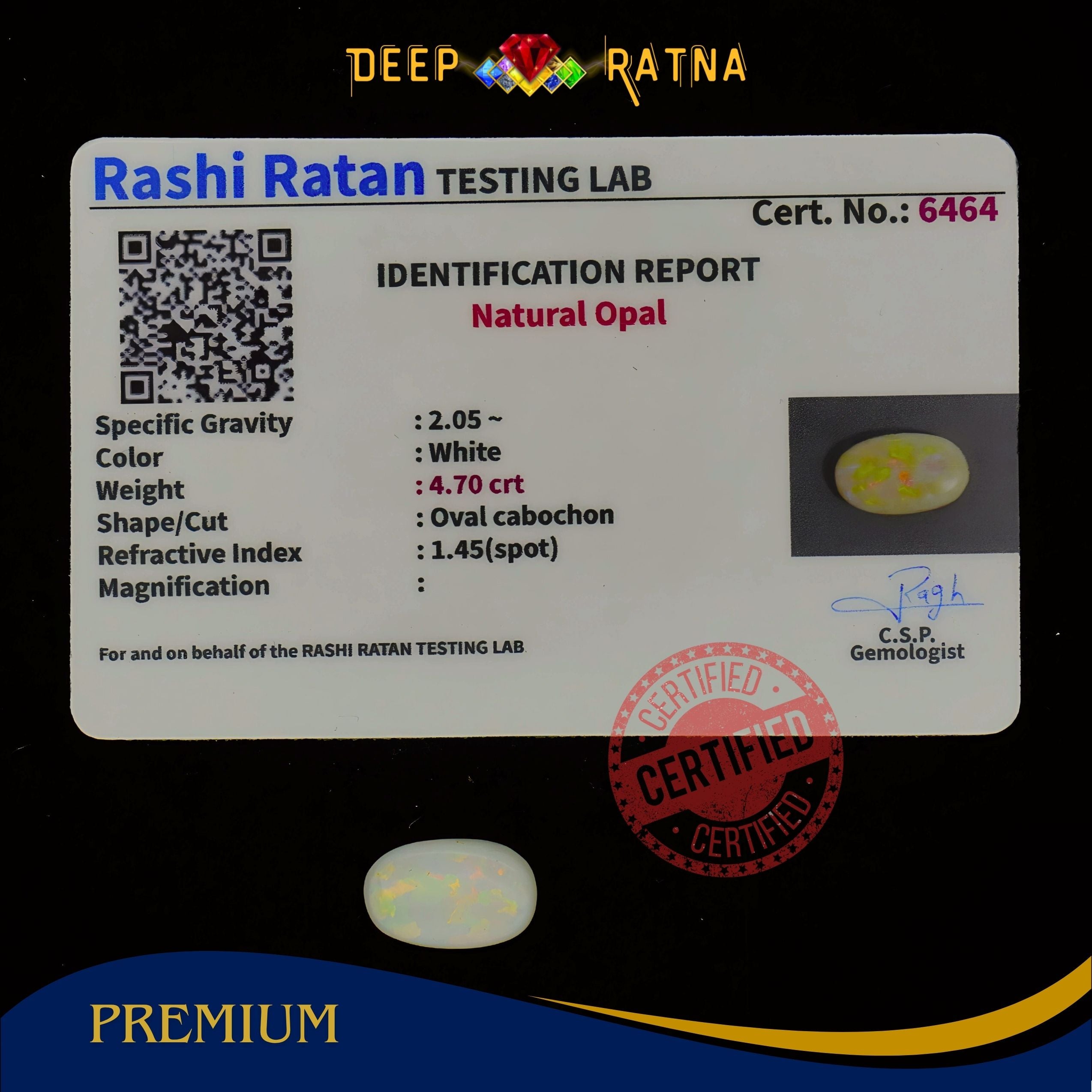 Single Fire Opal 4.70 Carat (Doublet)