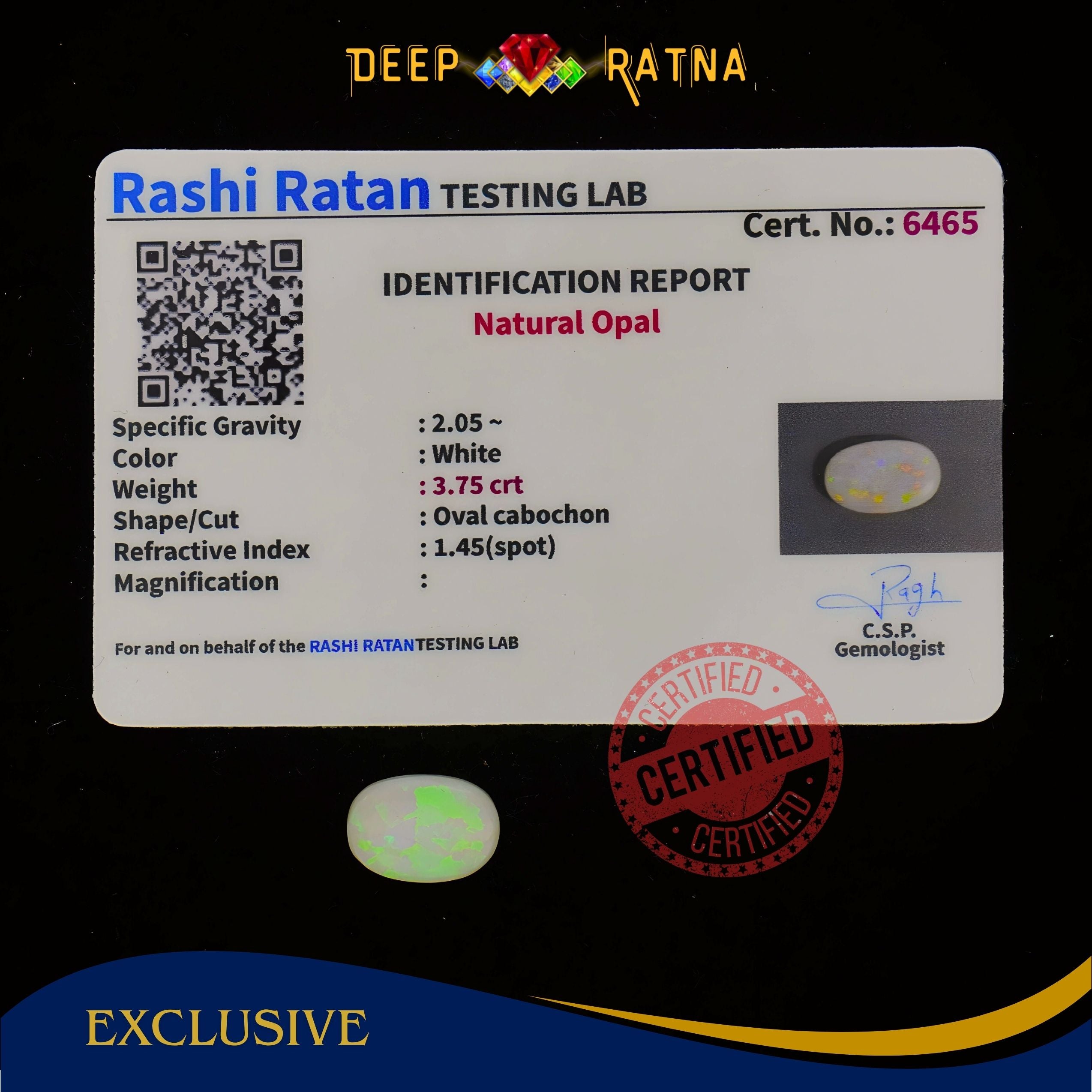 Single Fire Opal 3.75 Carat (Doublet)