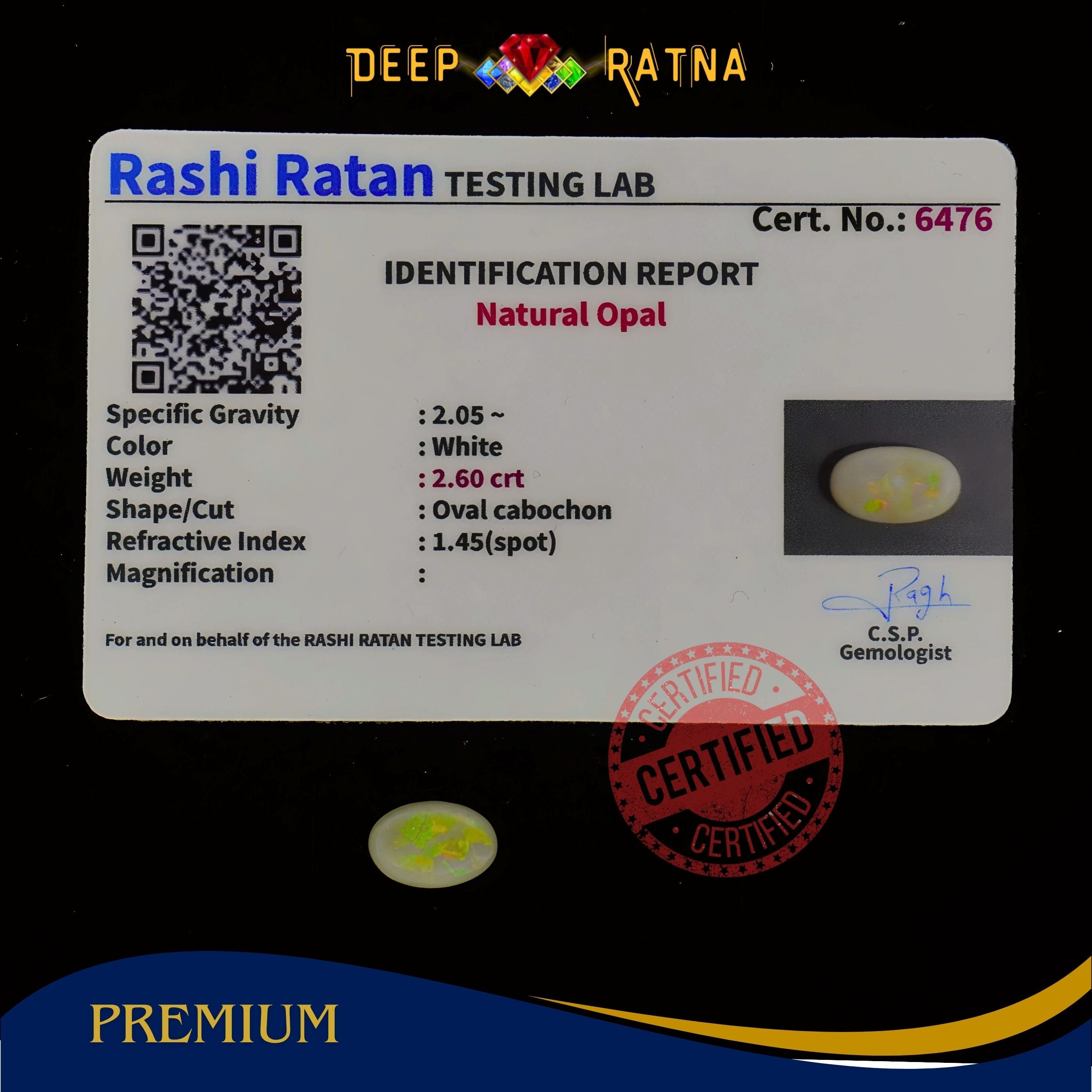 Single Fire Opal 2.60 Carat (Doublet)