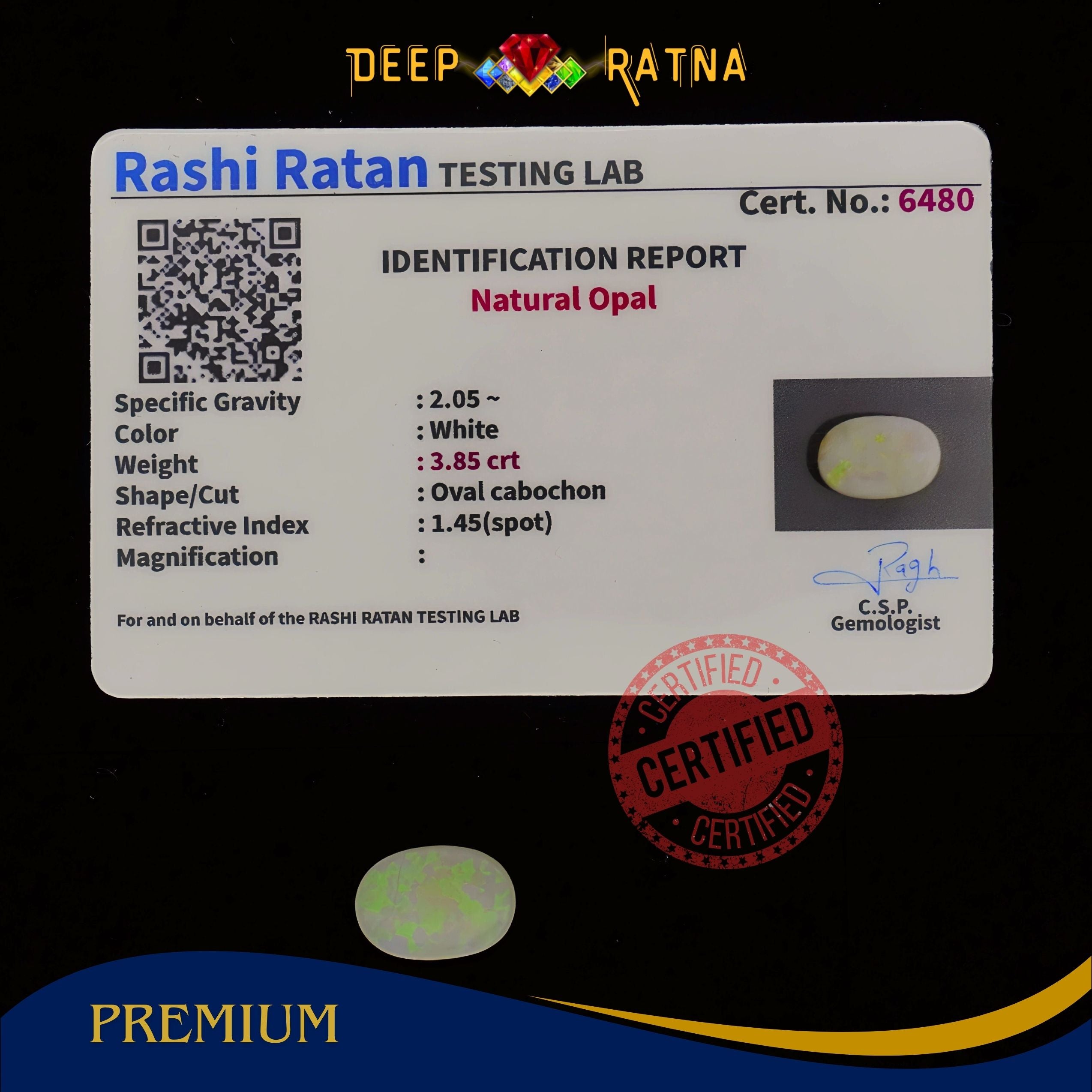 Single Fire Opal 3.85 Carat (Doublet)