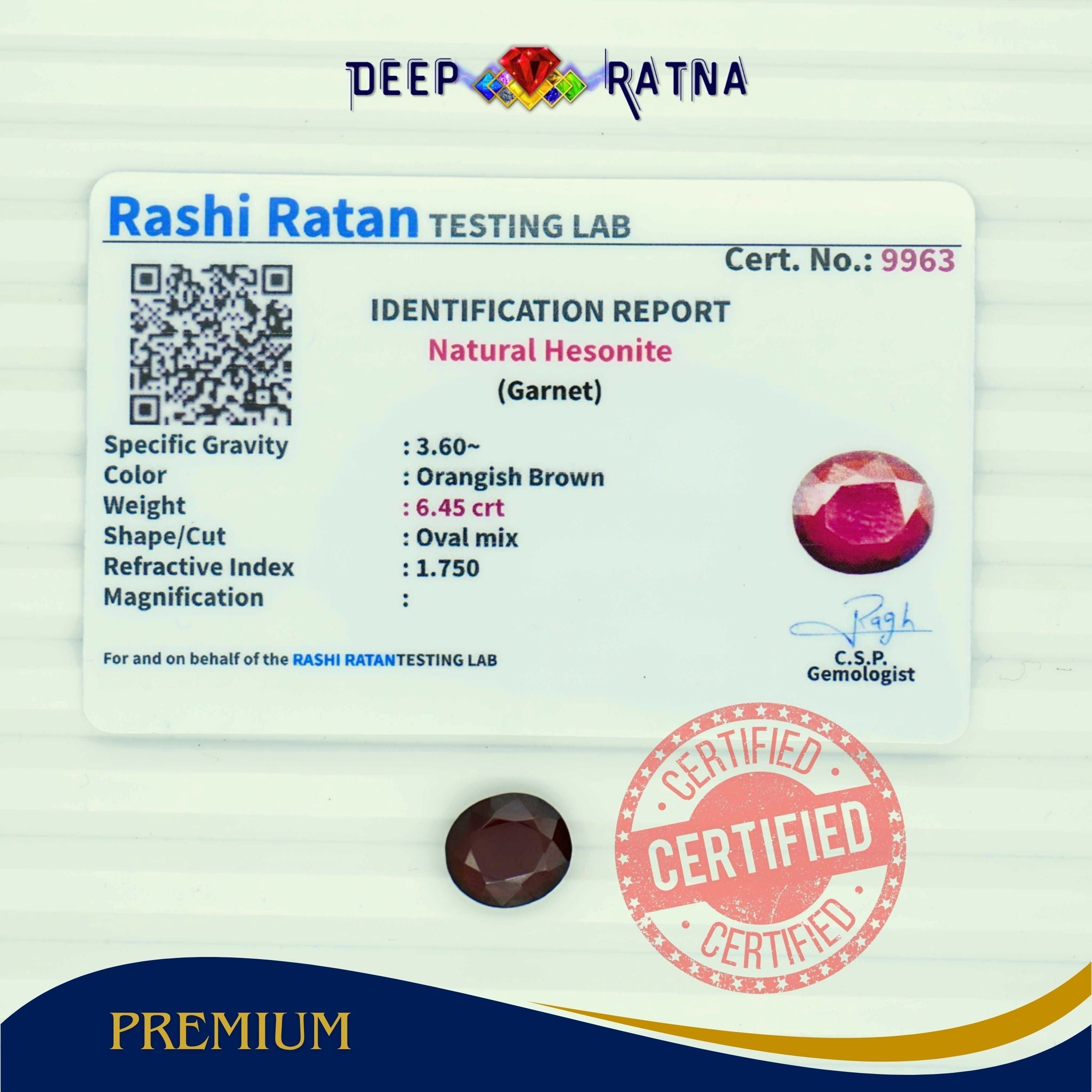 Hessonite 6.45 Carat (Africa)