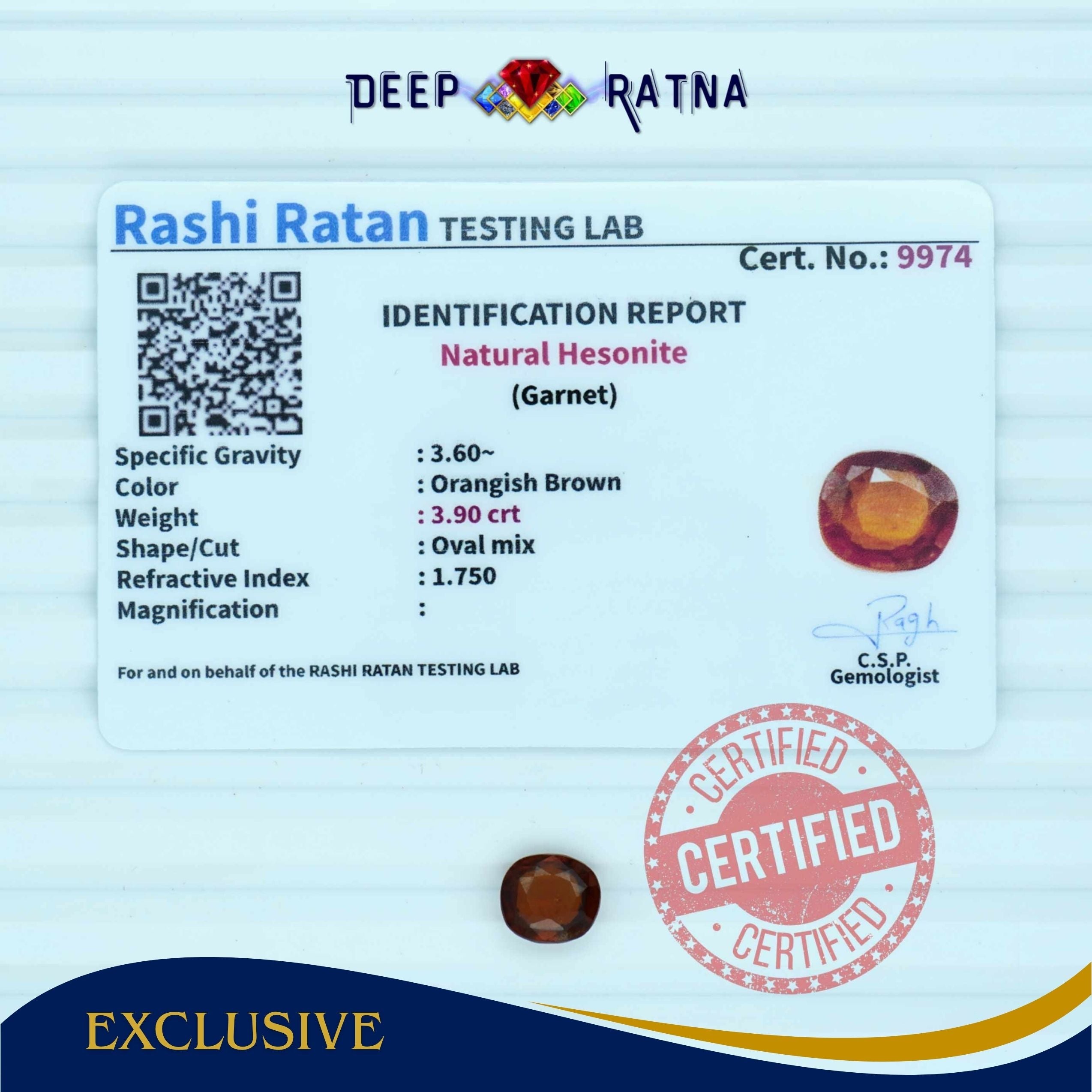 Hessonite 3.90 Carat (Ceylon)