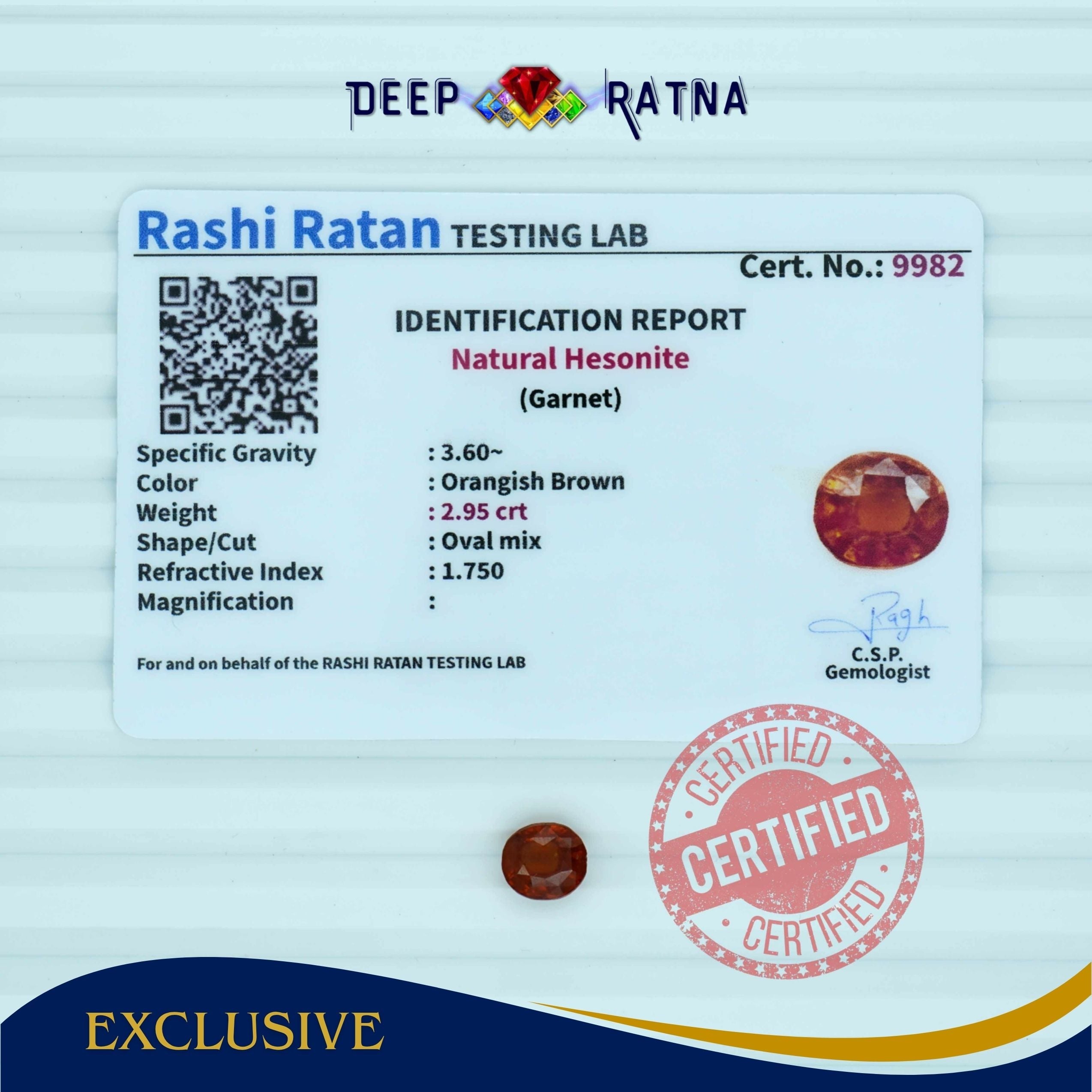 Hessonite 2.95 Carat (Ceylon)