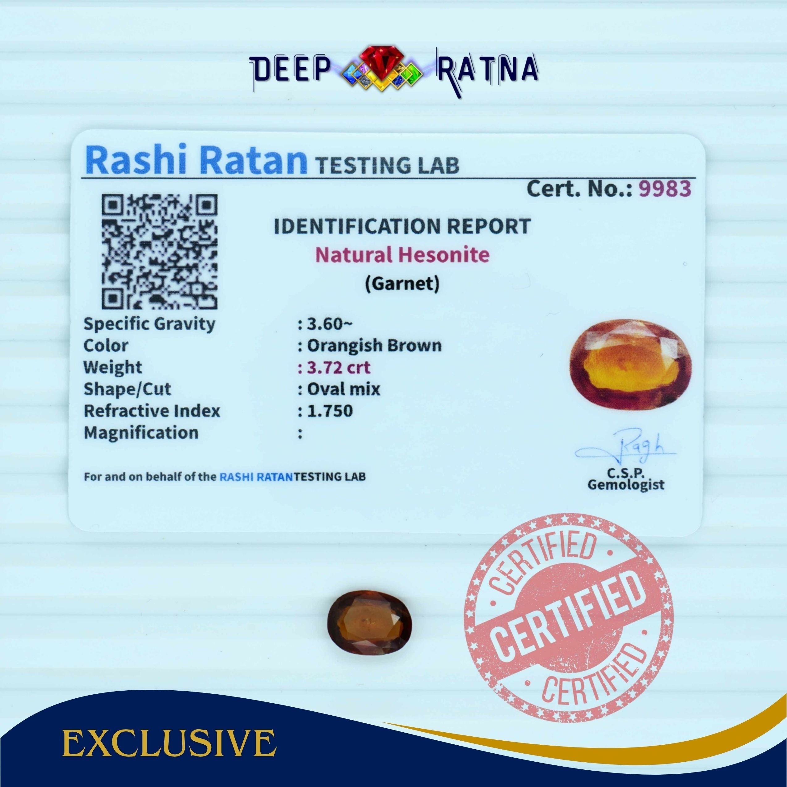 Hessonite 3.72 Carat (Ceylon)