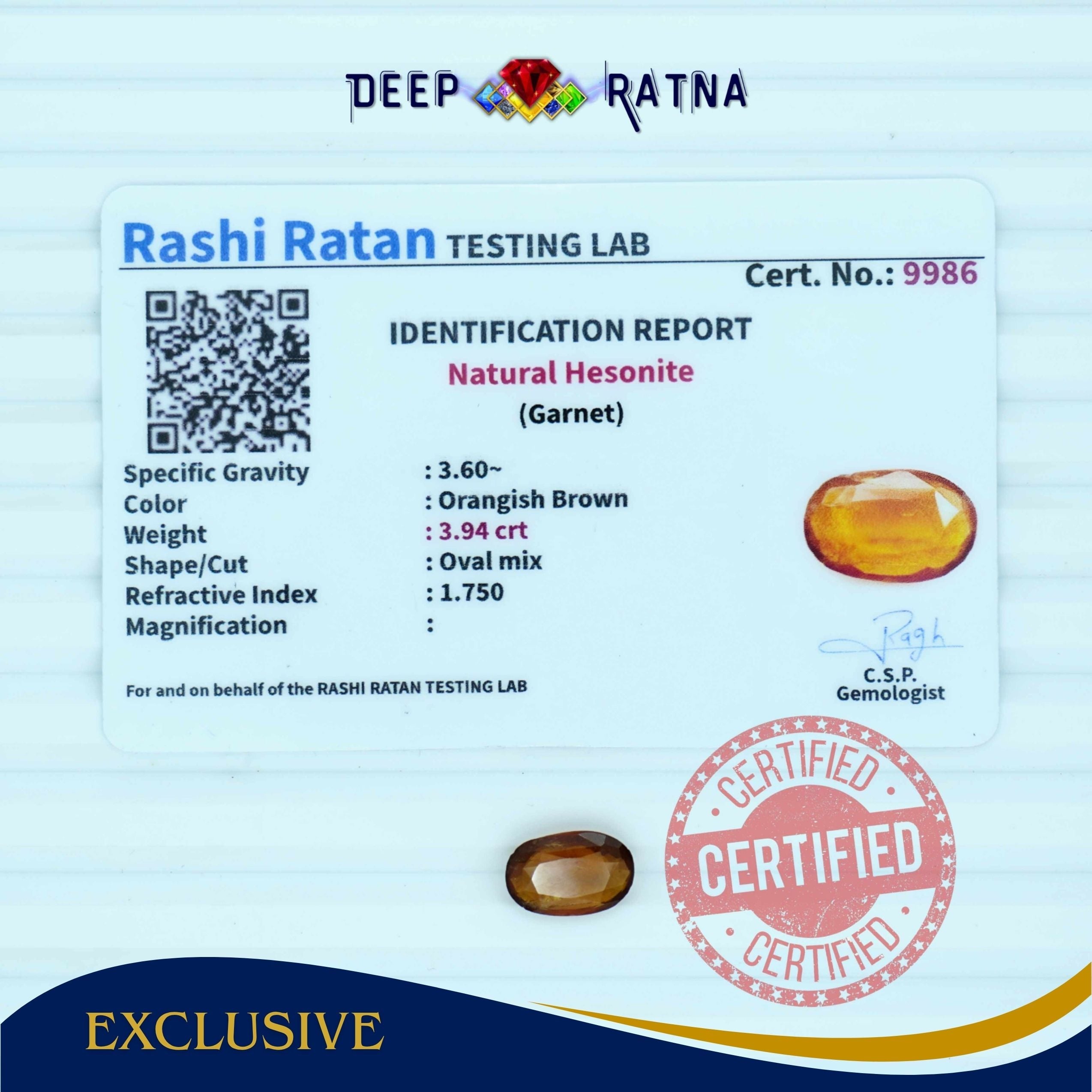 Hessonite 3.94 Carat (Ceylon)