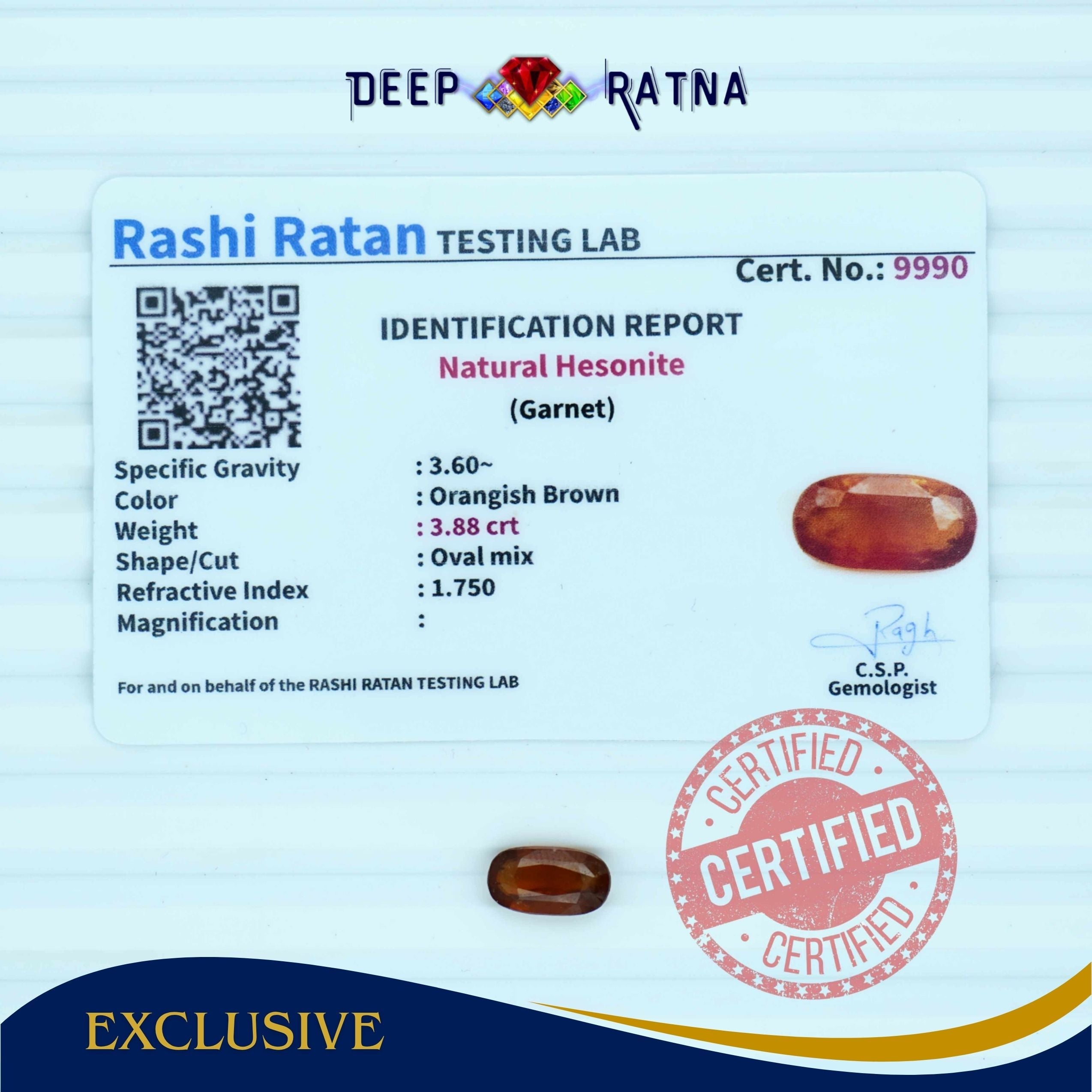 Hessonite 3.88 Carat (Ceylon)