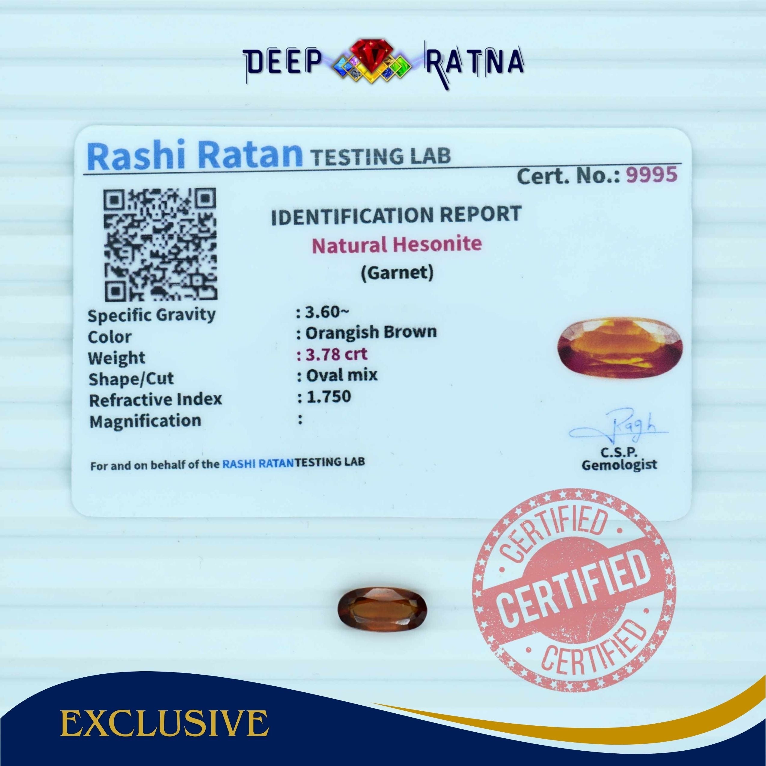 Hessonite 3.78 Carat (Ceylon)