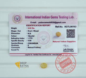 Yellow Sapphire 2.55 Carat (2.80 Ratti) Burma Premium