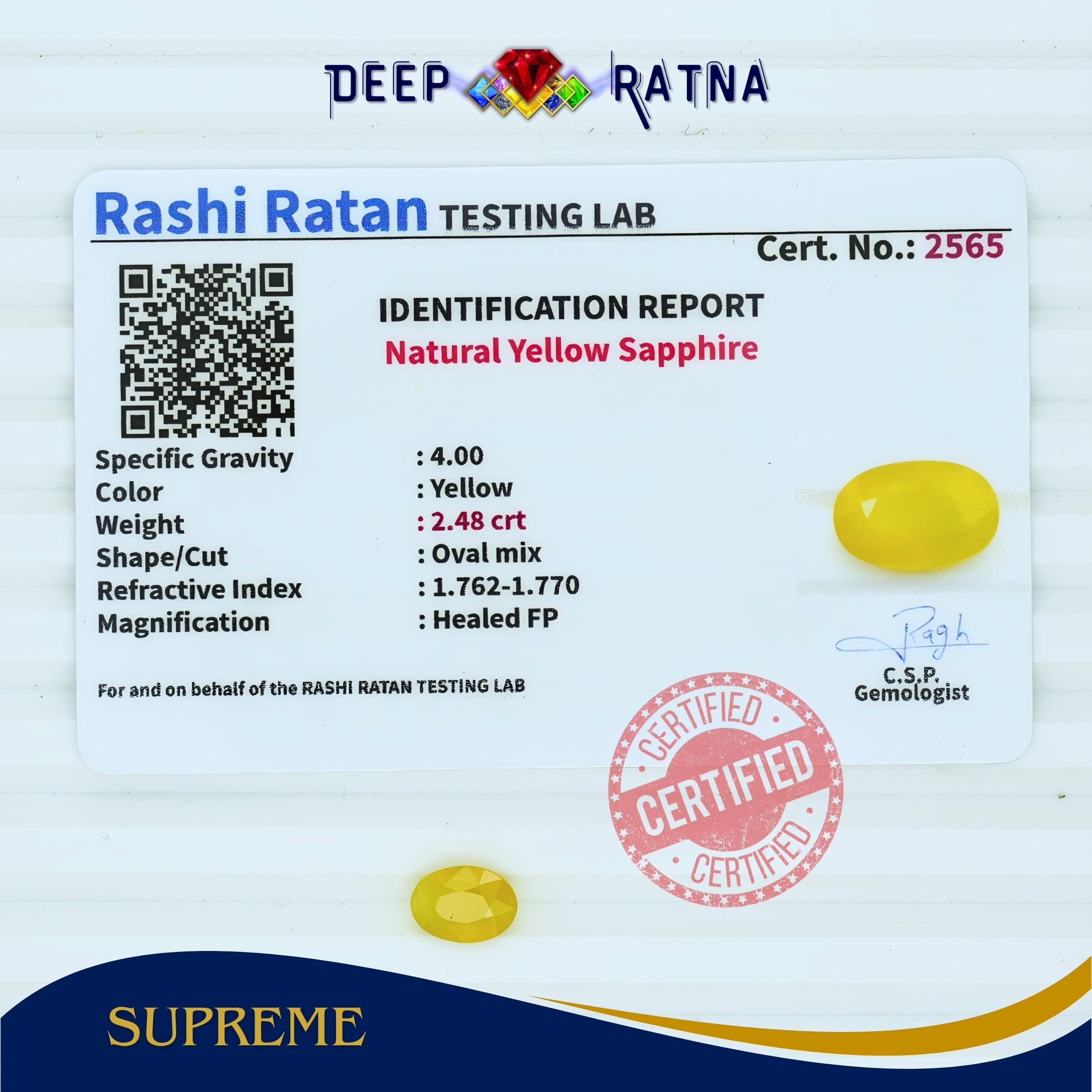 Yellow Sapphire 2.48 Carat (Thailand)