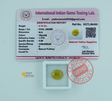 Yellow Sapphire 4.10 Carat (4.51 Ratti) Thailand Supreme