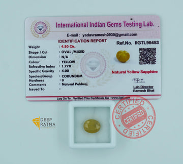 Yellow Sapphire 4.80 Carat (5.28 Ratti) Thailand Supreme