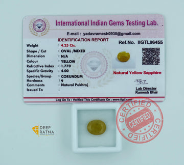 Yellow Sapphire 4.25 Carat (4.67 Ratti) Thailand Supreme