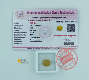 Yellow Sapphire 5 Carat (5.50 Ratti) Thailand Supreme