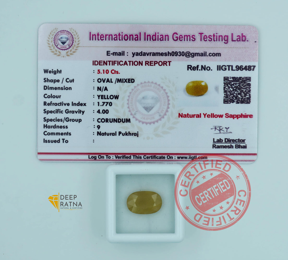 Yellow Sapphire 5.10 Carat (5.61 Ratti) Thailand Exclusive