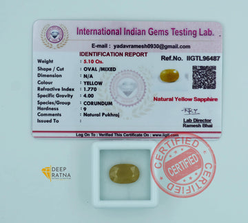 Yellow Sapphire 5.10 Carat (5.61 Ratti) Thailand Exclusive