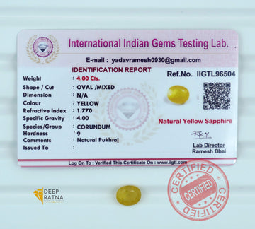 Yellow Sapphire 4 Carat (4.40 Ratti) Thailand Supreme