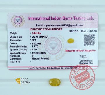 Yellow Sapphire 4.05 Carat (4.45 Ratti) Thailand Supreme