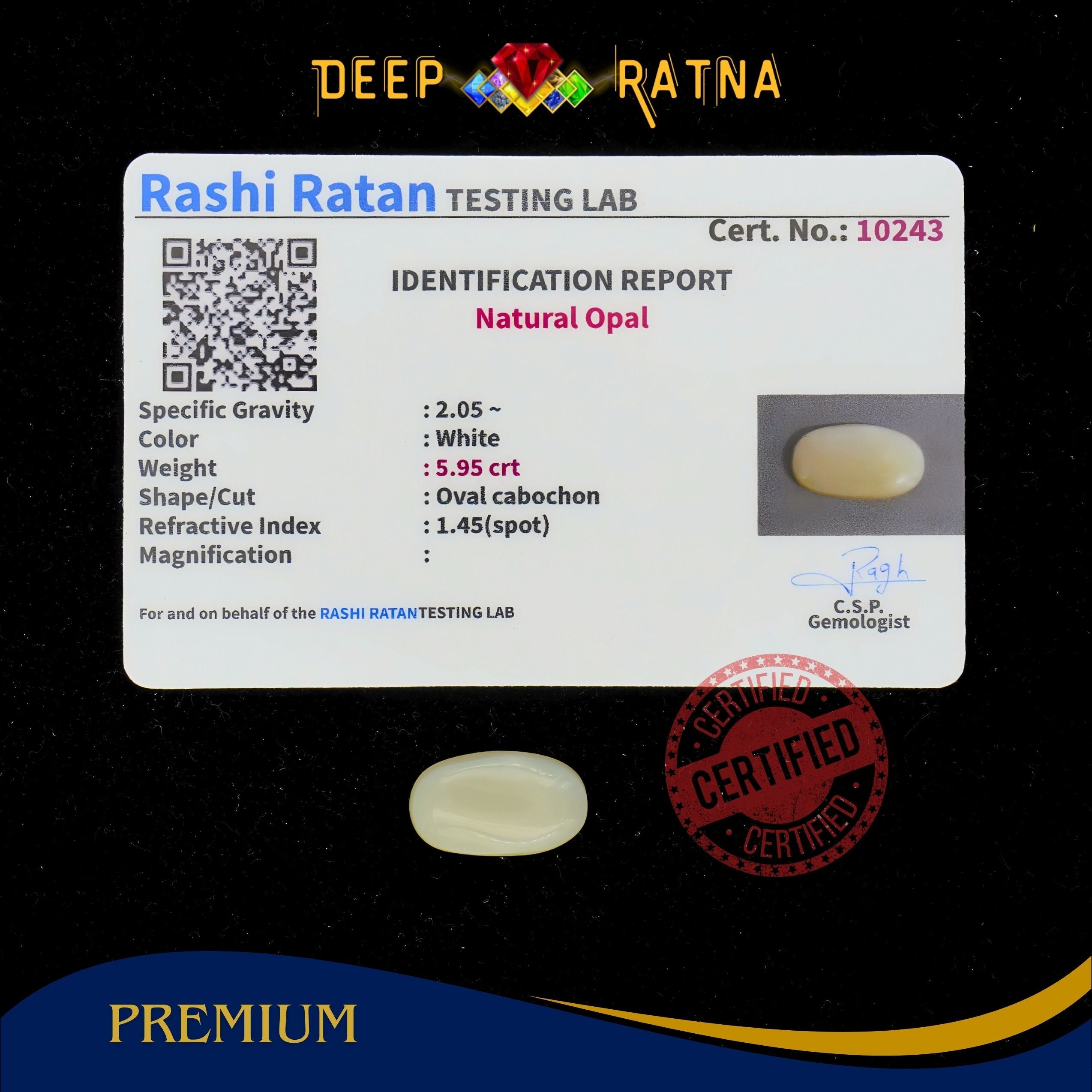 Opal 5.95 Carat Australian (Without Fire)