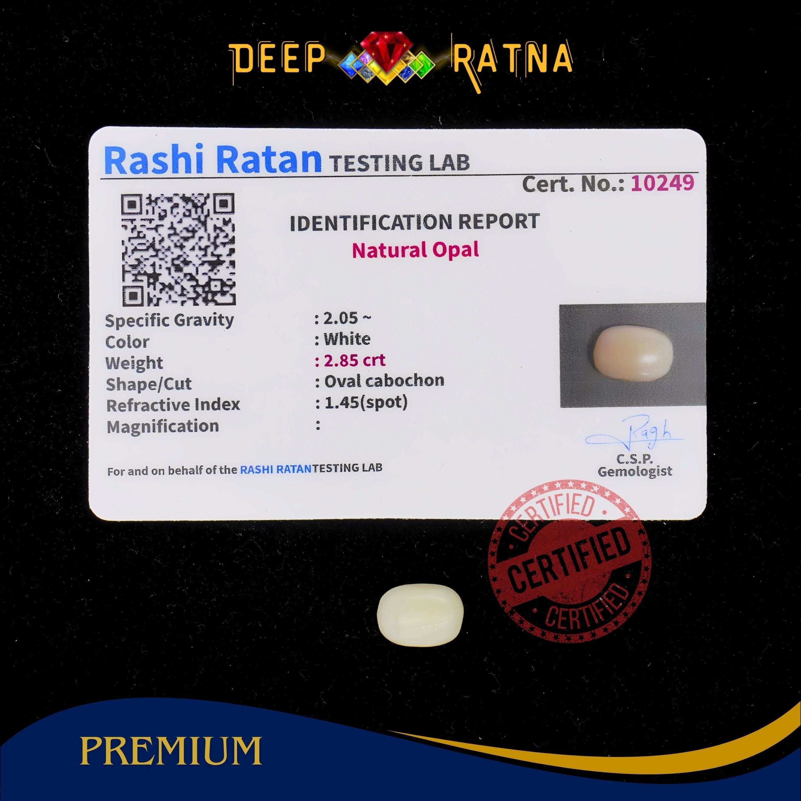 Opal 2.85 Carat Australian (Without Fire)