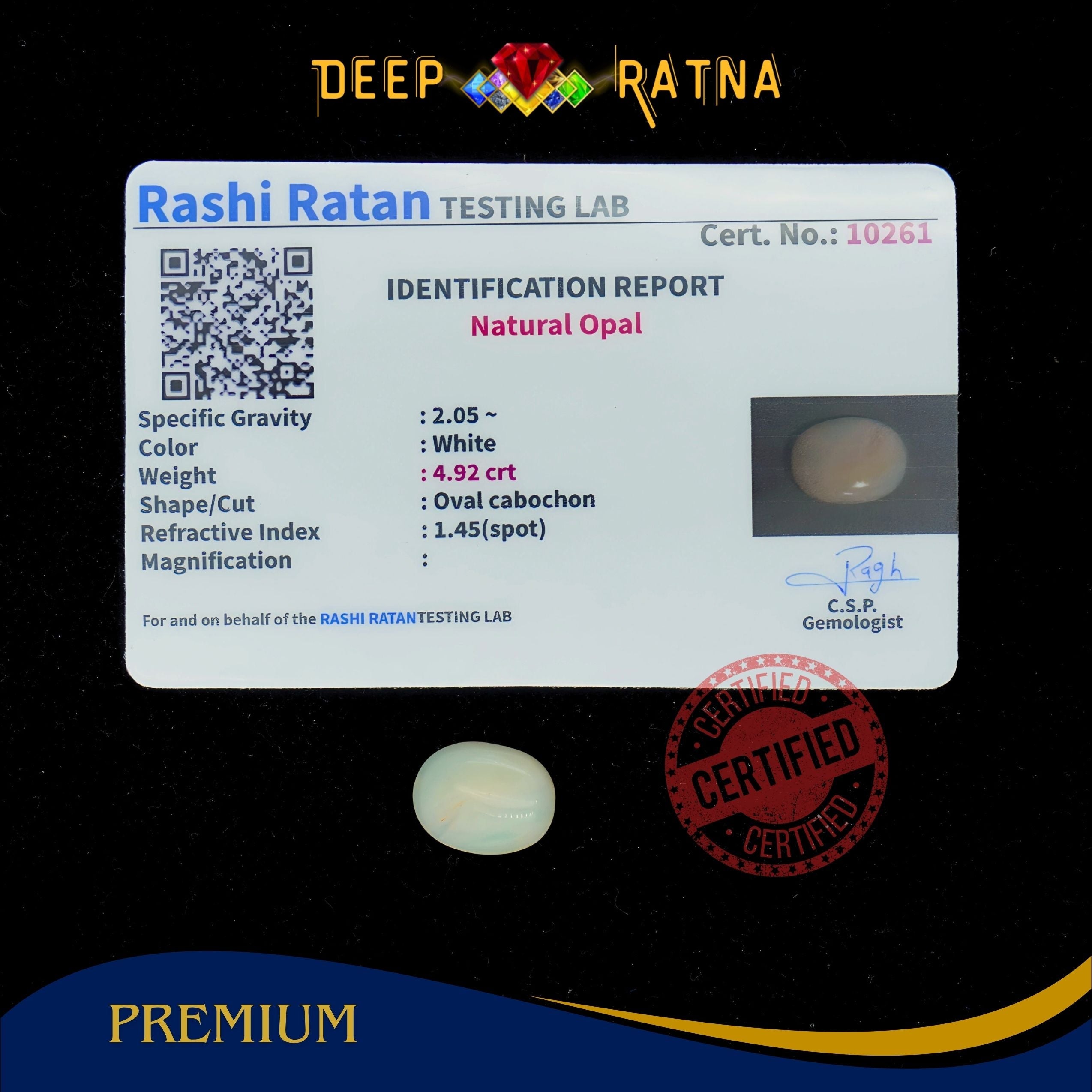 Opal 4.92 Carat Australian (Without Fire)