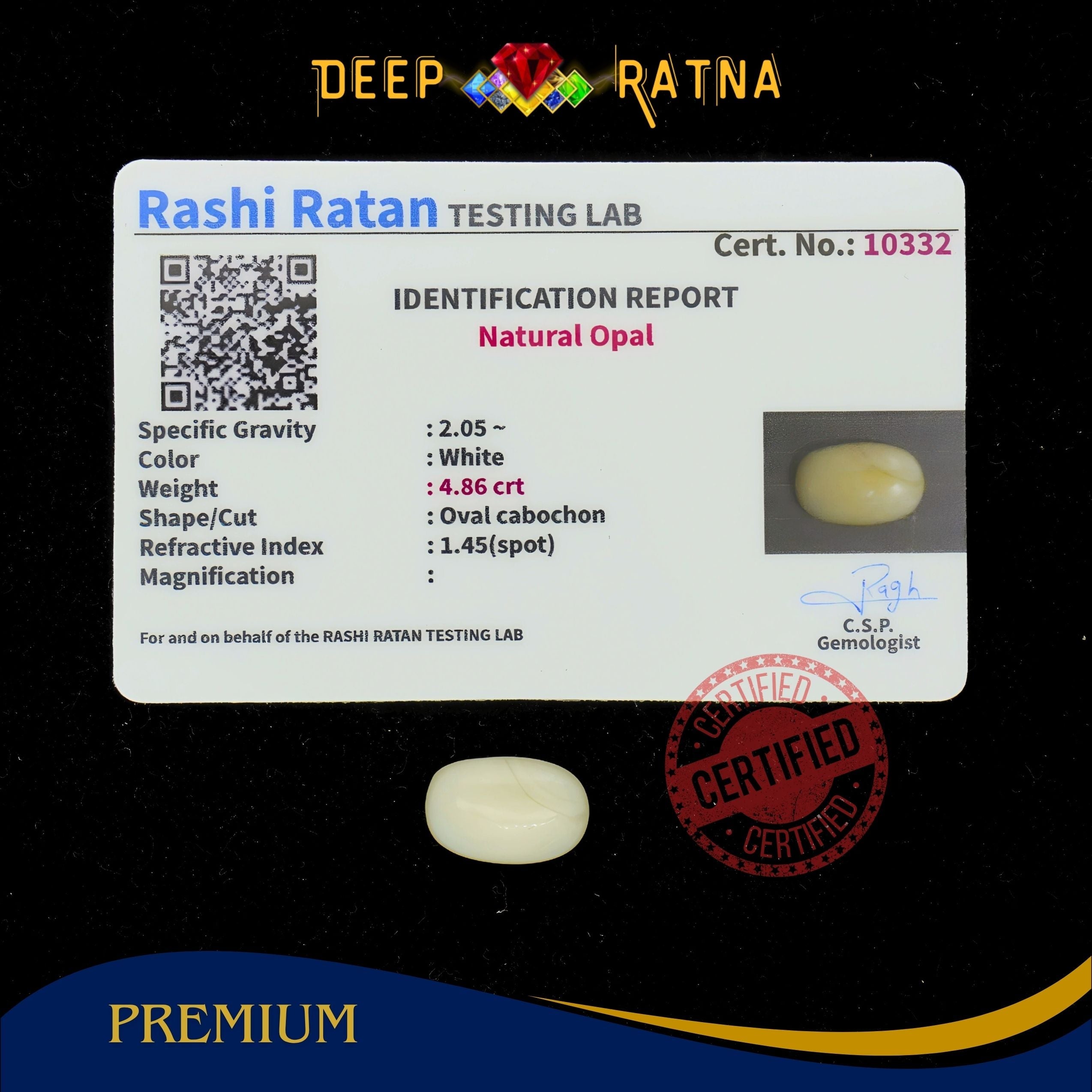 Opal 4.86 Carat Australian (Without Fire)