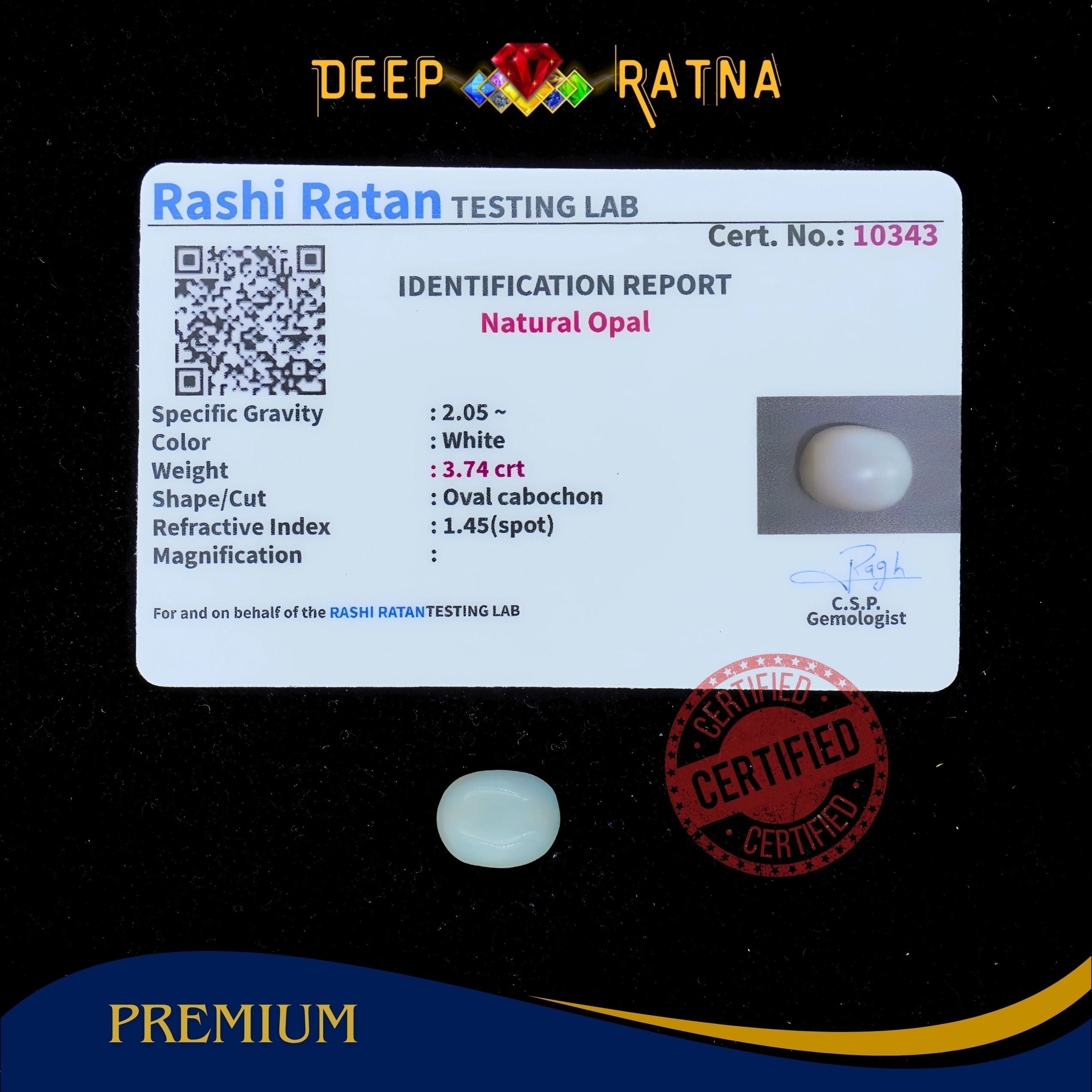 Opal 3.74 Carat Australian (Without Fire)