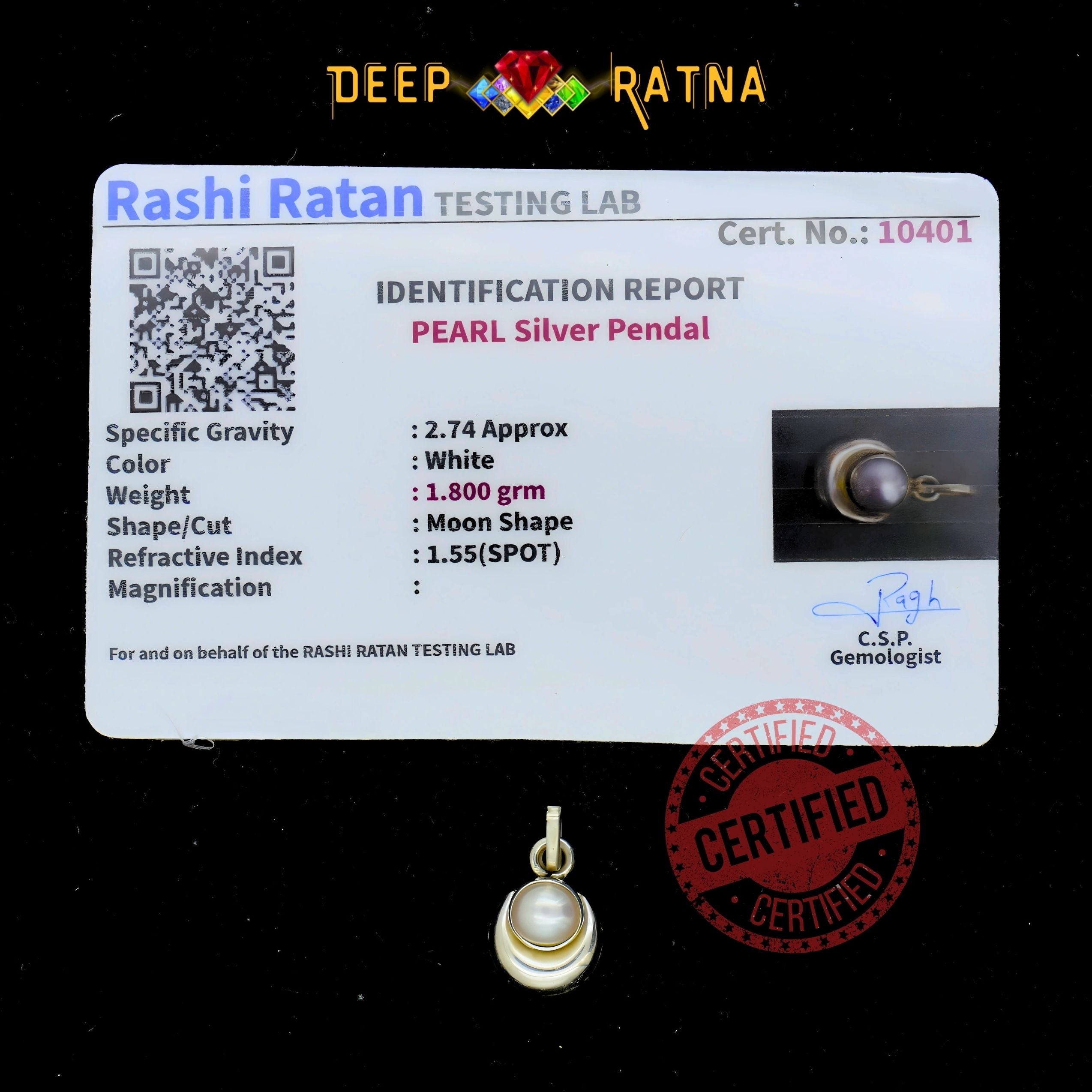 Half Moon Pearl Silver Pendent (1.10 Gram)