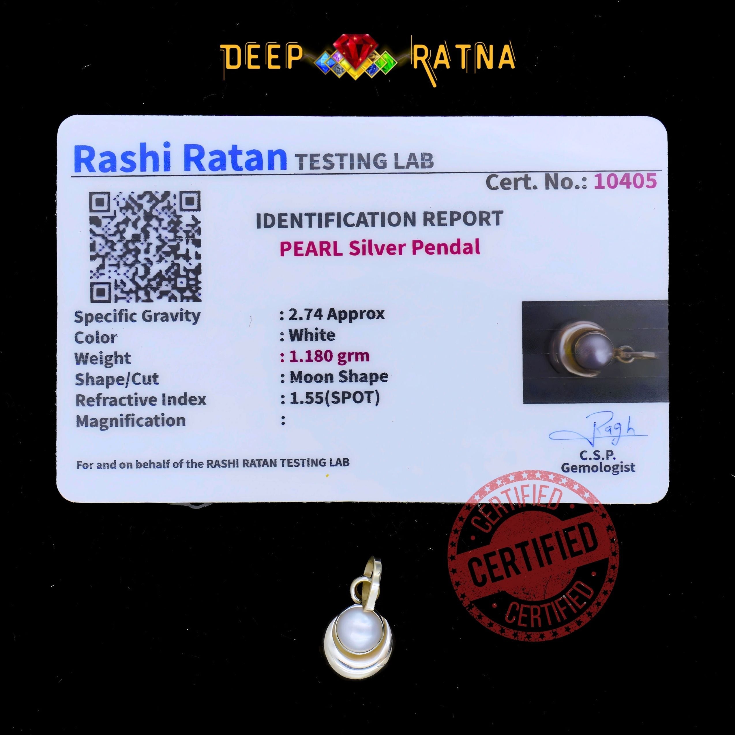 Half Moon Pearl Silver Pendent (1.80 Gram)