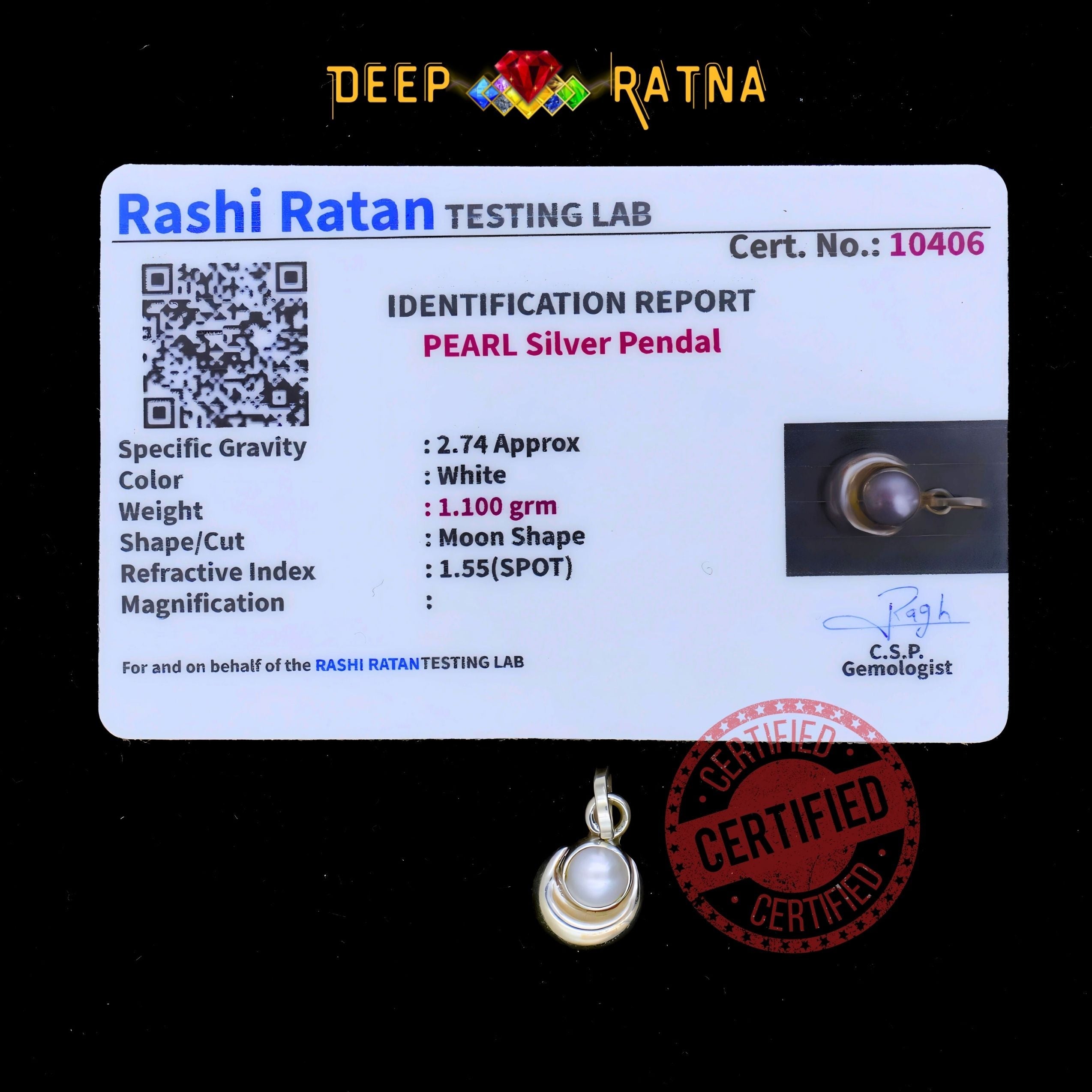 Half Moon Pearl Silver Pendent (1.800 Gram)