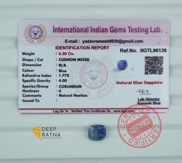 Blue Sapphire 6.20 Carat (6.82 Ratti) Burma Premium