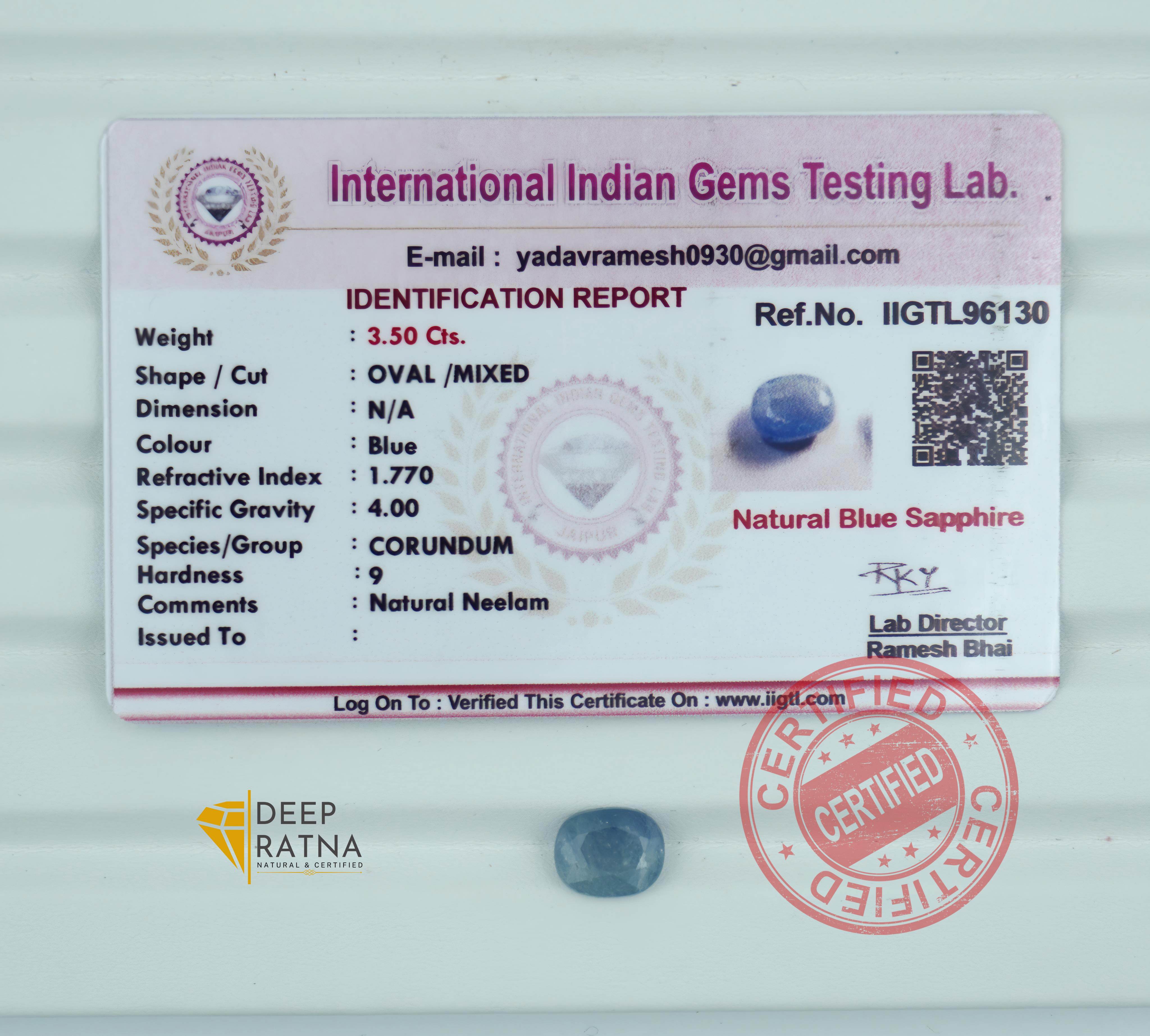 Blue Sapphire 3.50 Carat (Burma) Premium