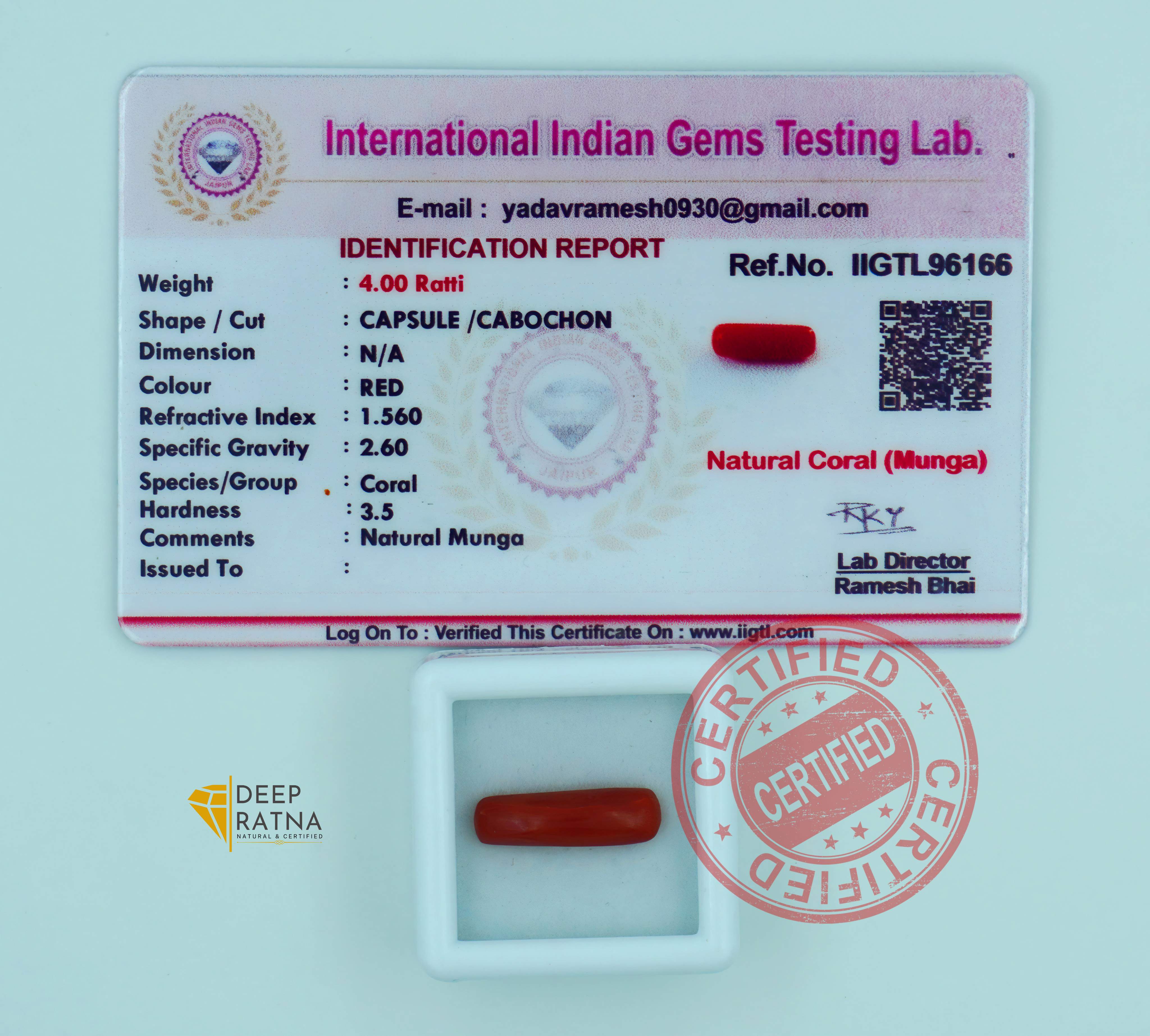 Red Coral 3.64 Carat (Italian)