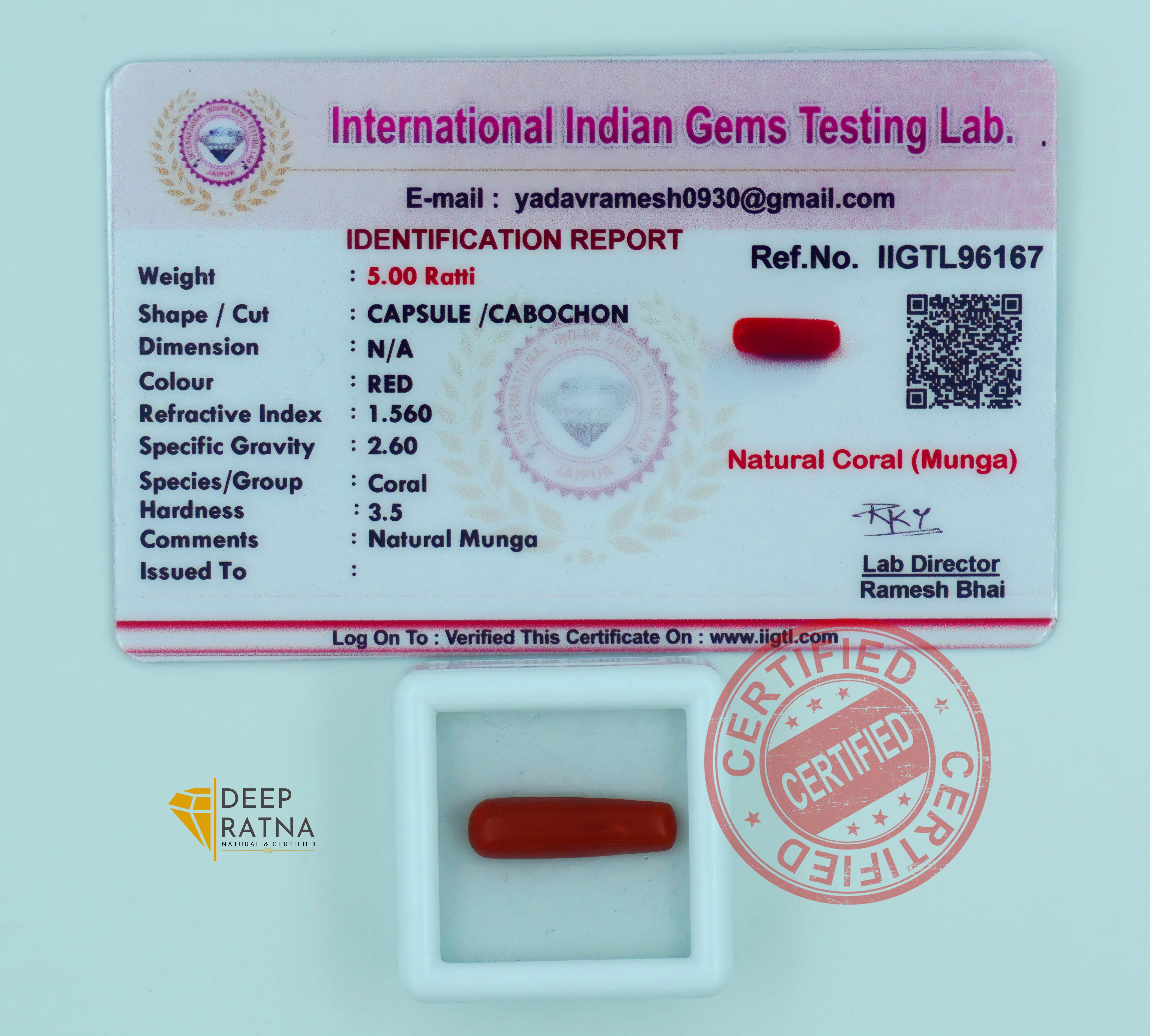 Red Coral 4.55 Carat (Italian)