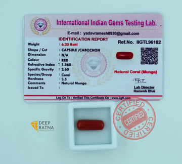 Red Coral 5.70 Carat (6.25 Ratti) Italian