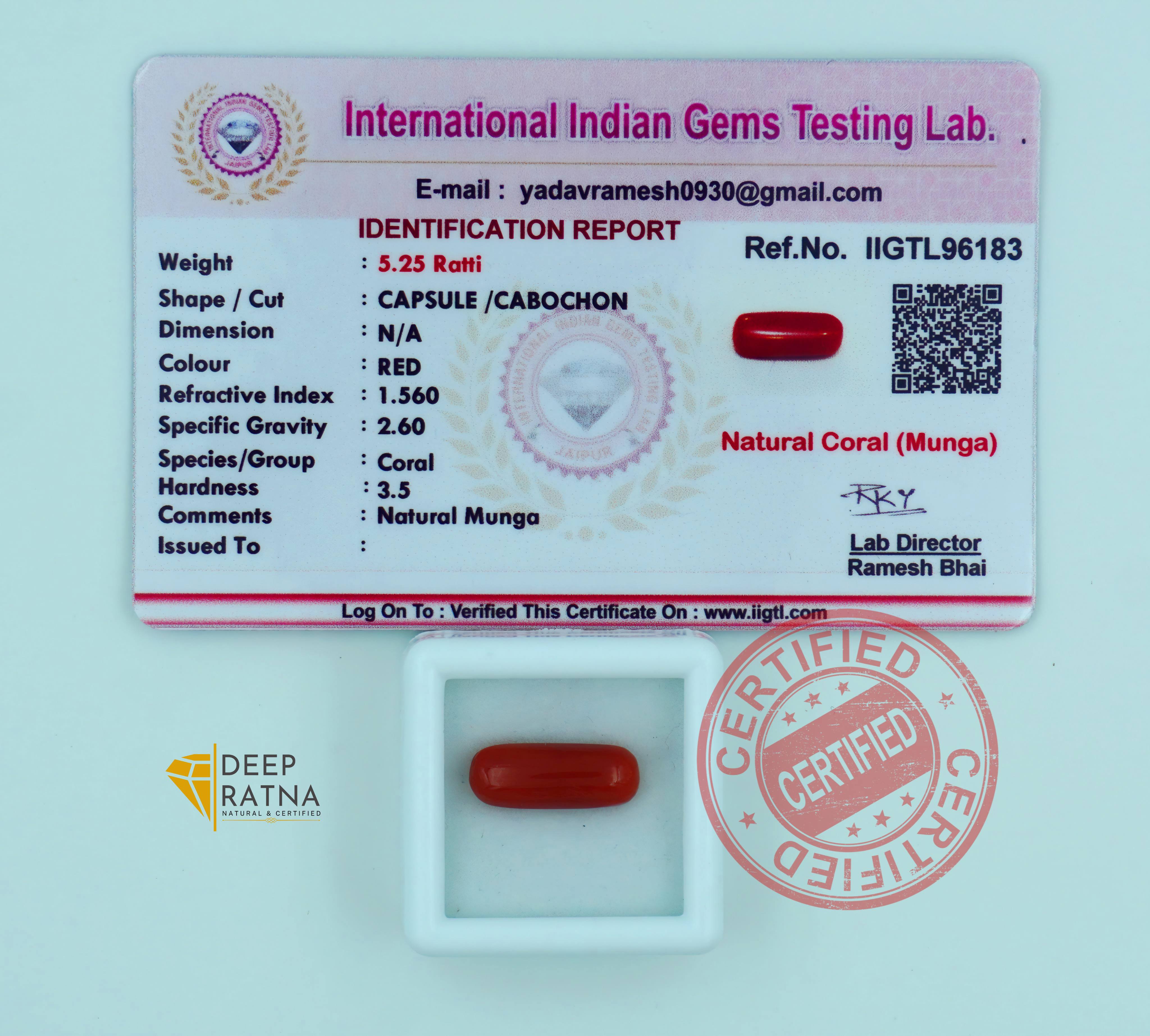 Red Coral 4.78 Carat (Italian)