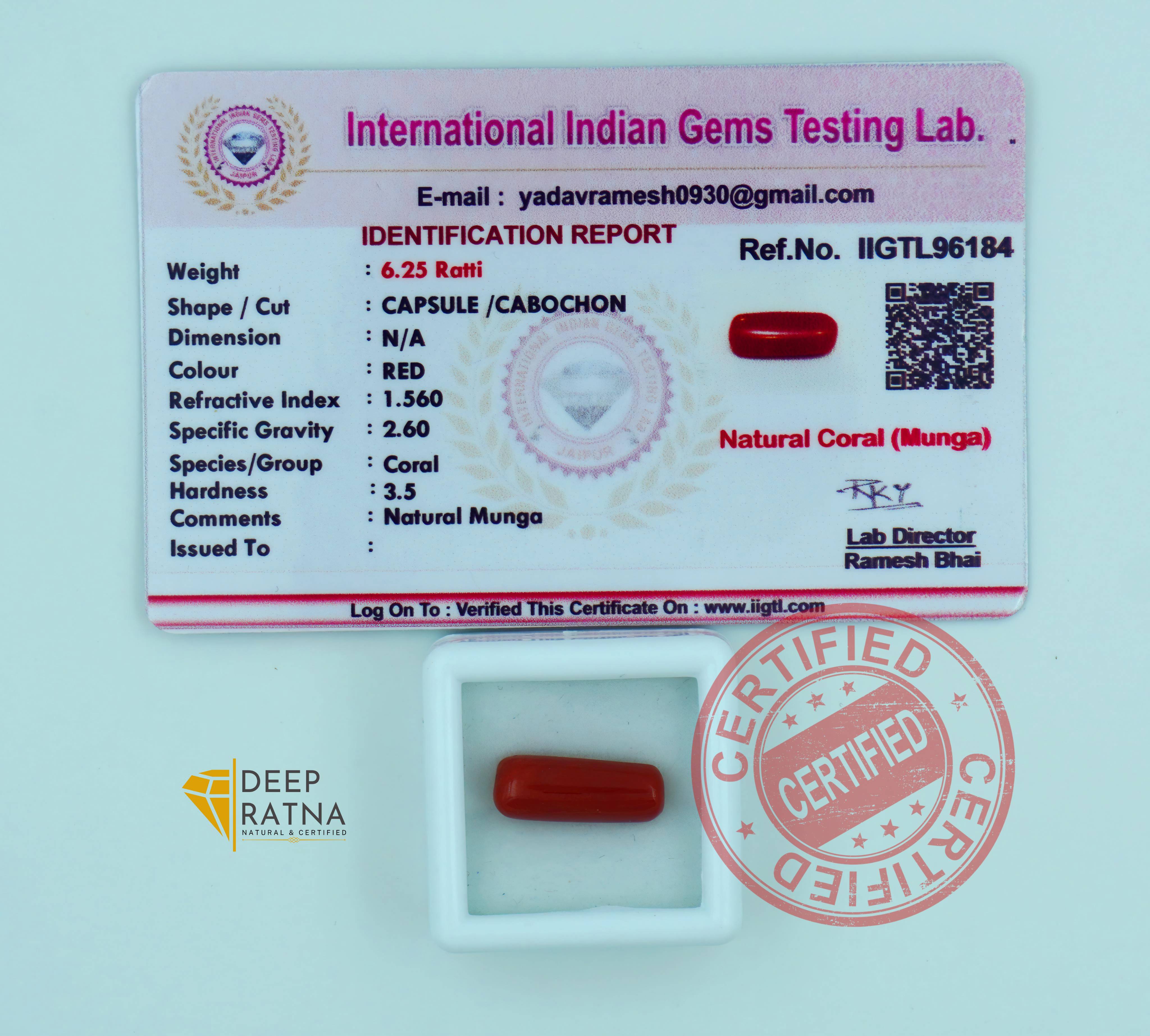 Red Coral 5.69 Carat (Italian)