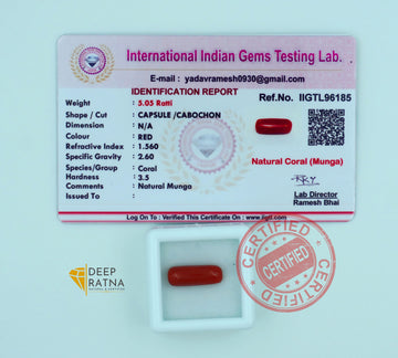 Red Coral 4.60 Carat (5.05 Ratti) Italian