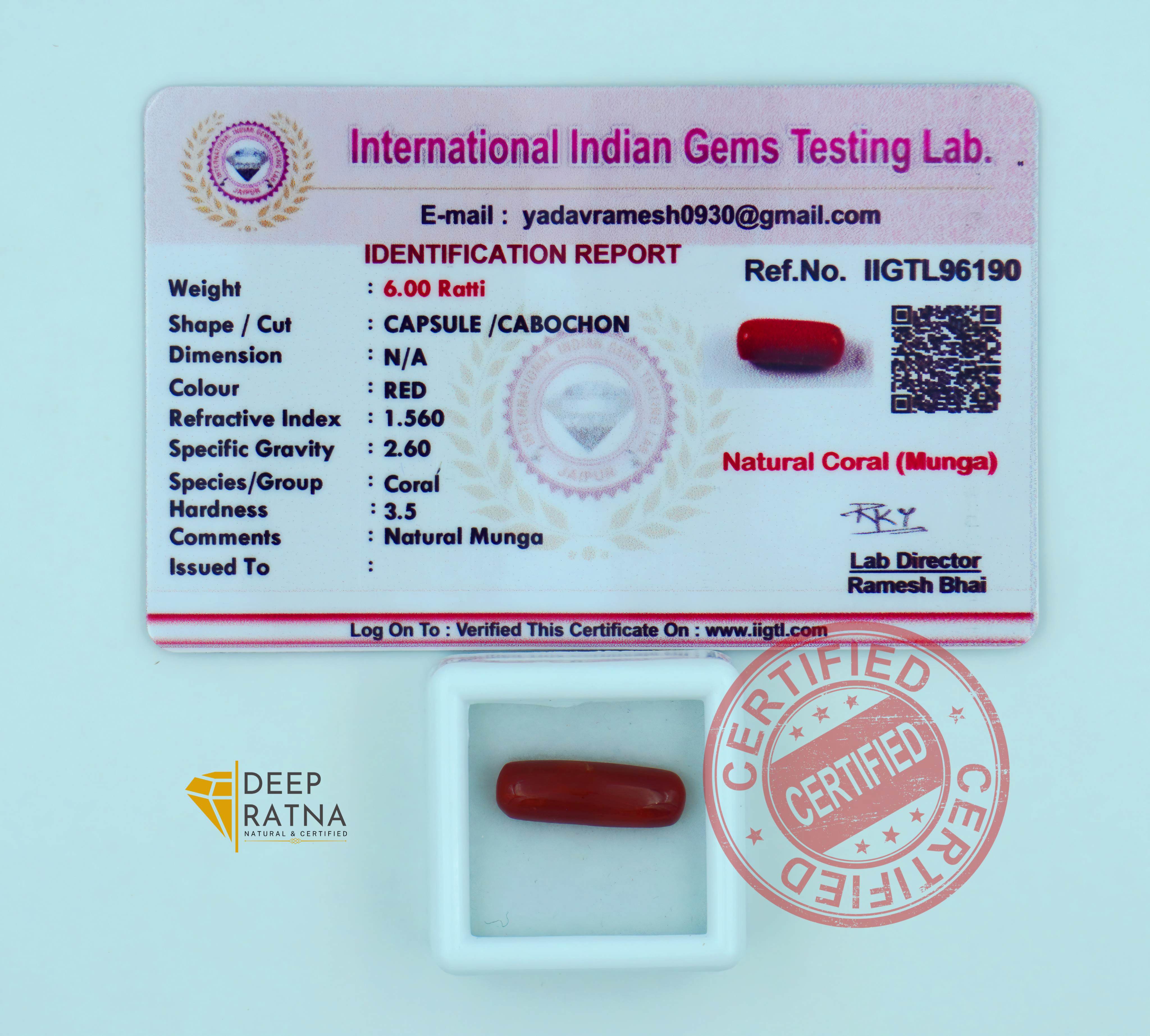 Red Coral 5.45 Carat (Italian)