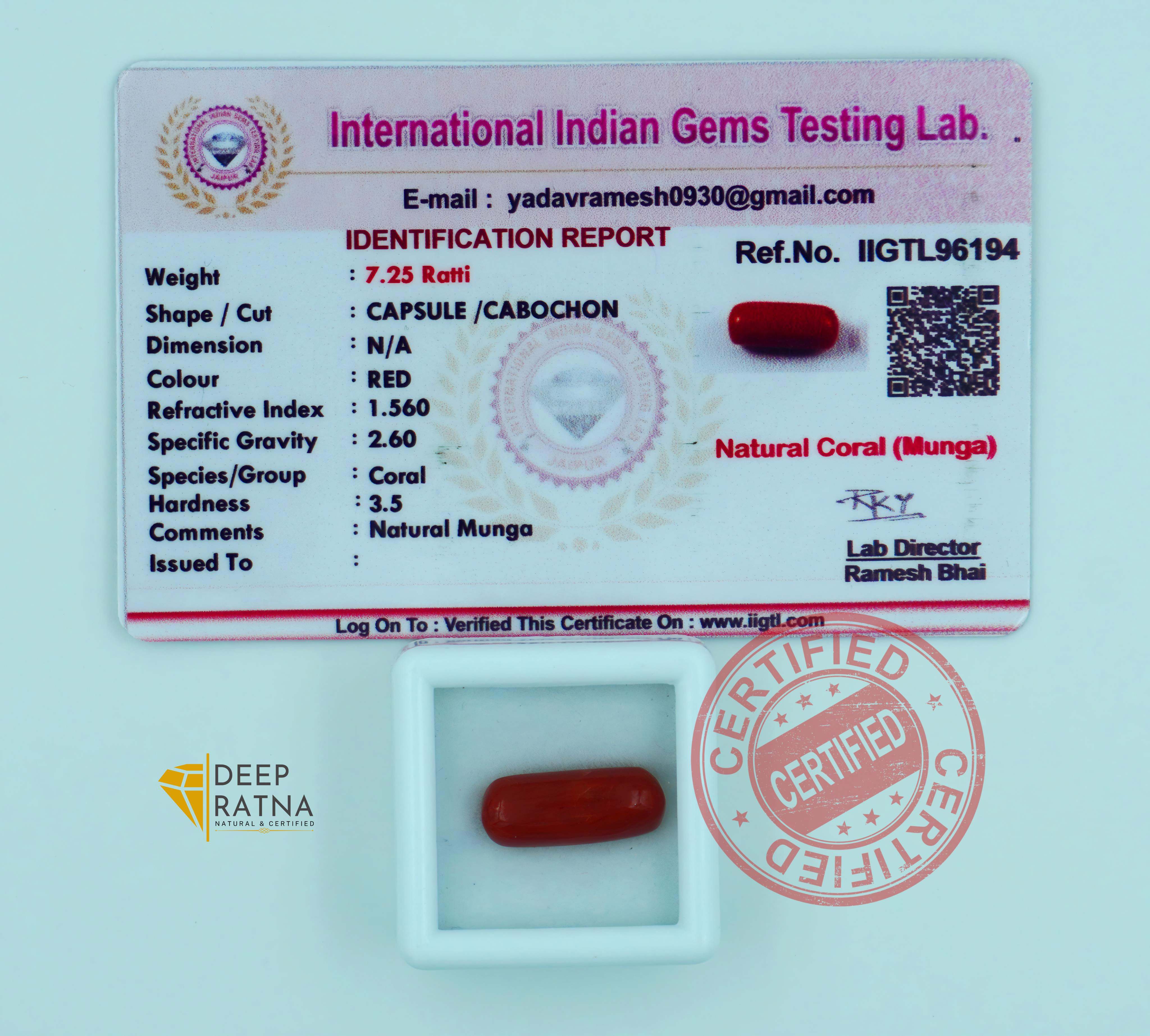 Red Coral 6.59 Carat (Italian)