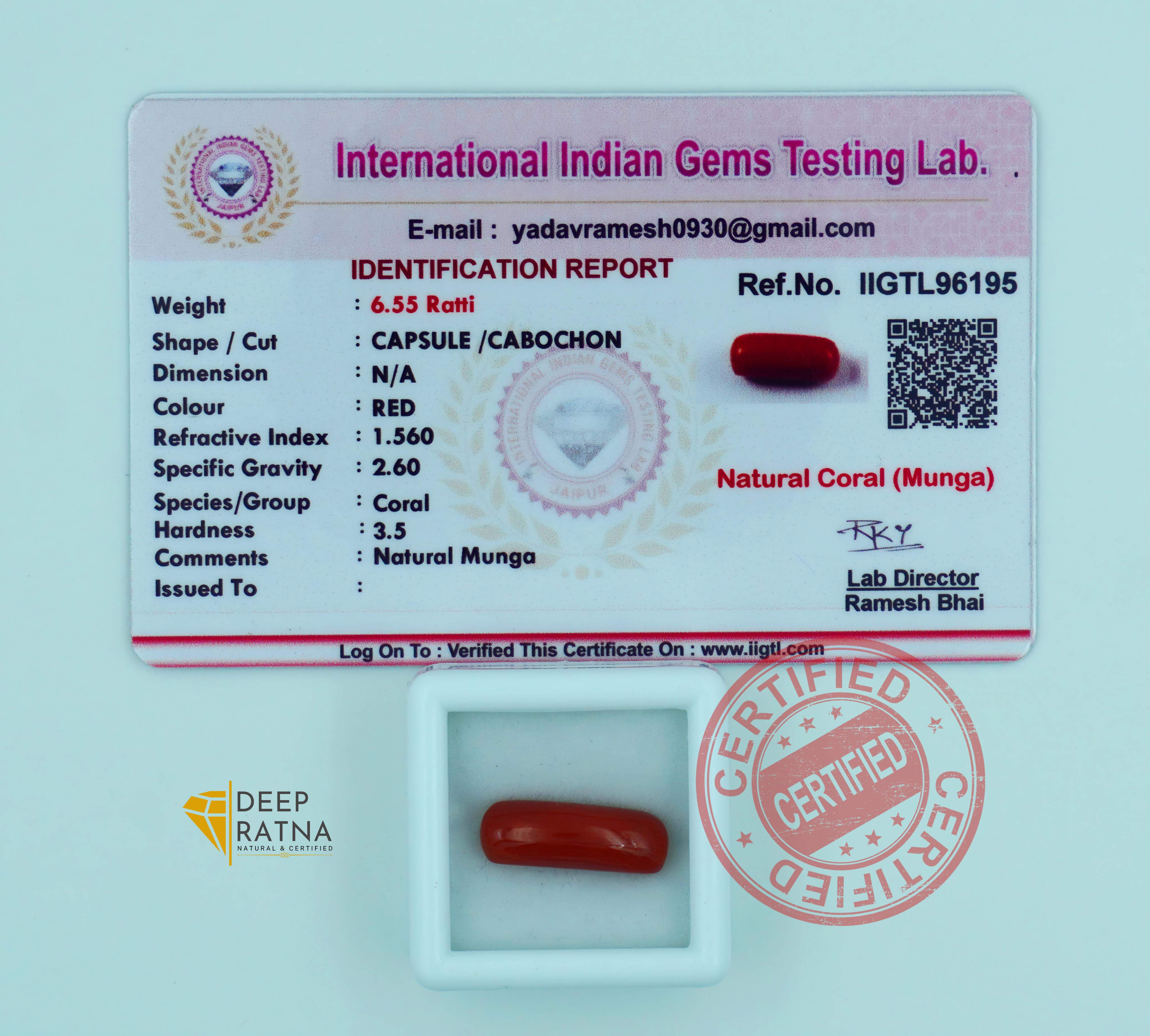 Red Coral 5.94 Carat (Italian)